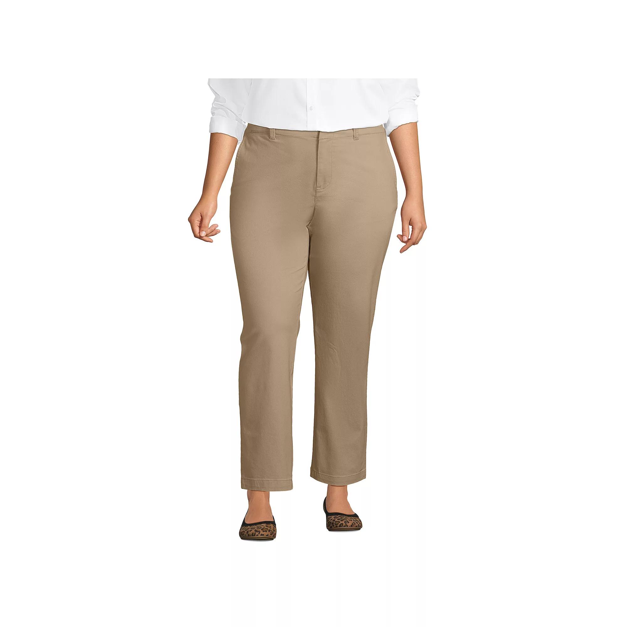 Plus Size Lands End Mid Rise Classic Straight Leg Chino Ankle Pants, Womens Product Image