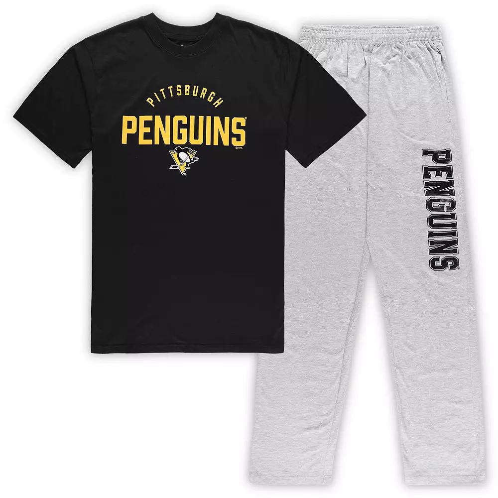 Men's Pittsburgh Penguins Black/Heather Gray Big & Tall T-Shirt & Pants Lounge Set, Size: 2XLT Product Image