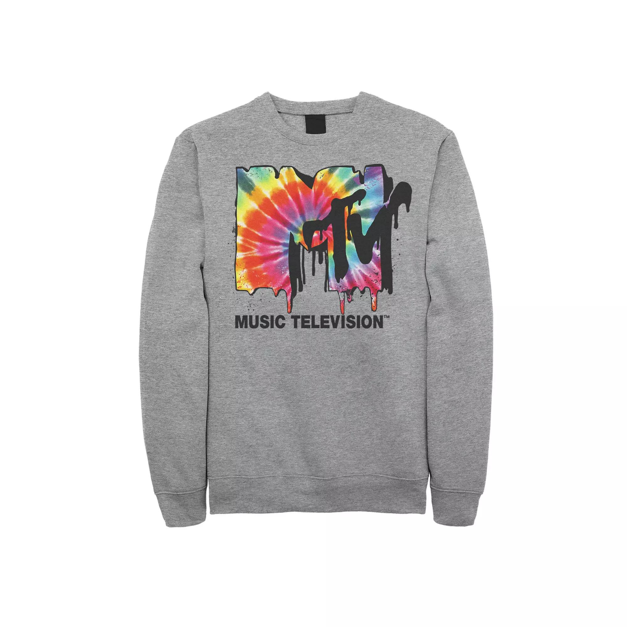 Men's MTV Classic Tie Dye Drip Logo Fleece Pullover,  Product Image