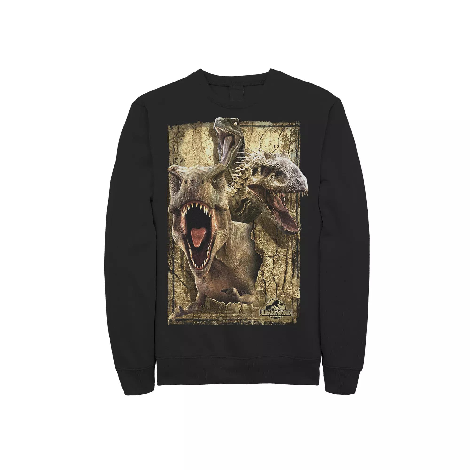 Men's Jurassic World T-Rex Indominus Rex & Raptor Fleece Pullover,  Product Image