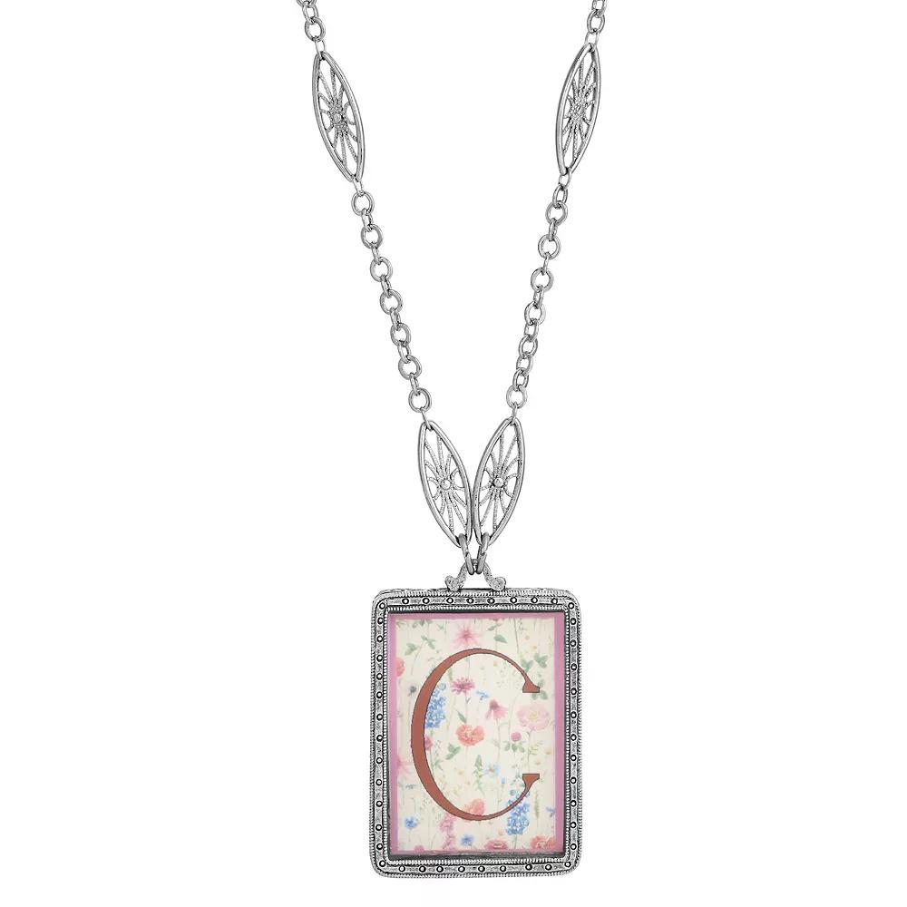 1928 Floral Motif Initial Pendant, Womens, G Product Image