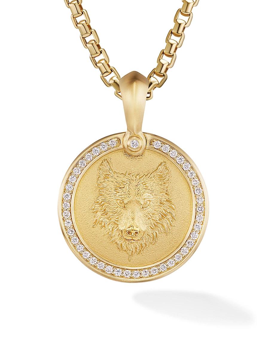 David Yurman Mens Petrvs Wolf Amulet in 18K Yellow with Diamonds, 30.6mm Product Image