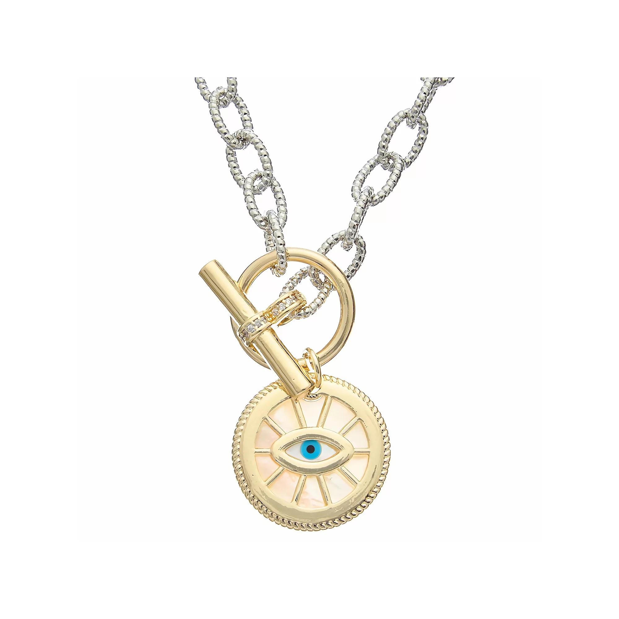 Juvell 18k Gold Plated Evil Eye Necklace, Women's, Size: 18", Two Tone Product Image