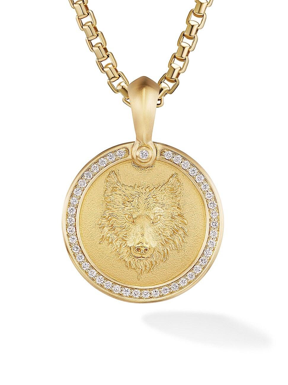 David Yurman Mens Petrvs Wolf Amulet in 18K Yellow with Diamonds, 30.6mm Product Image