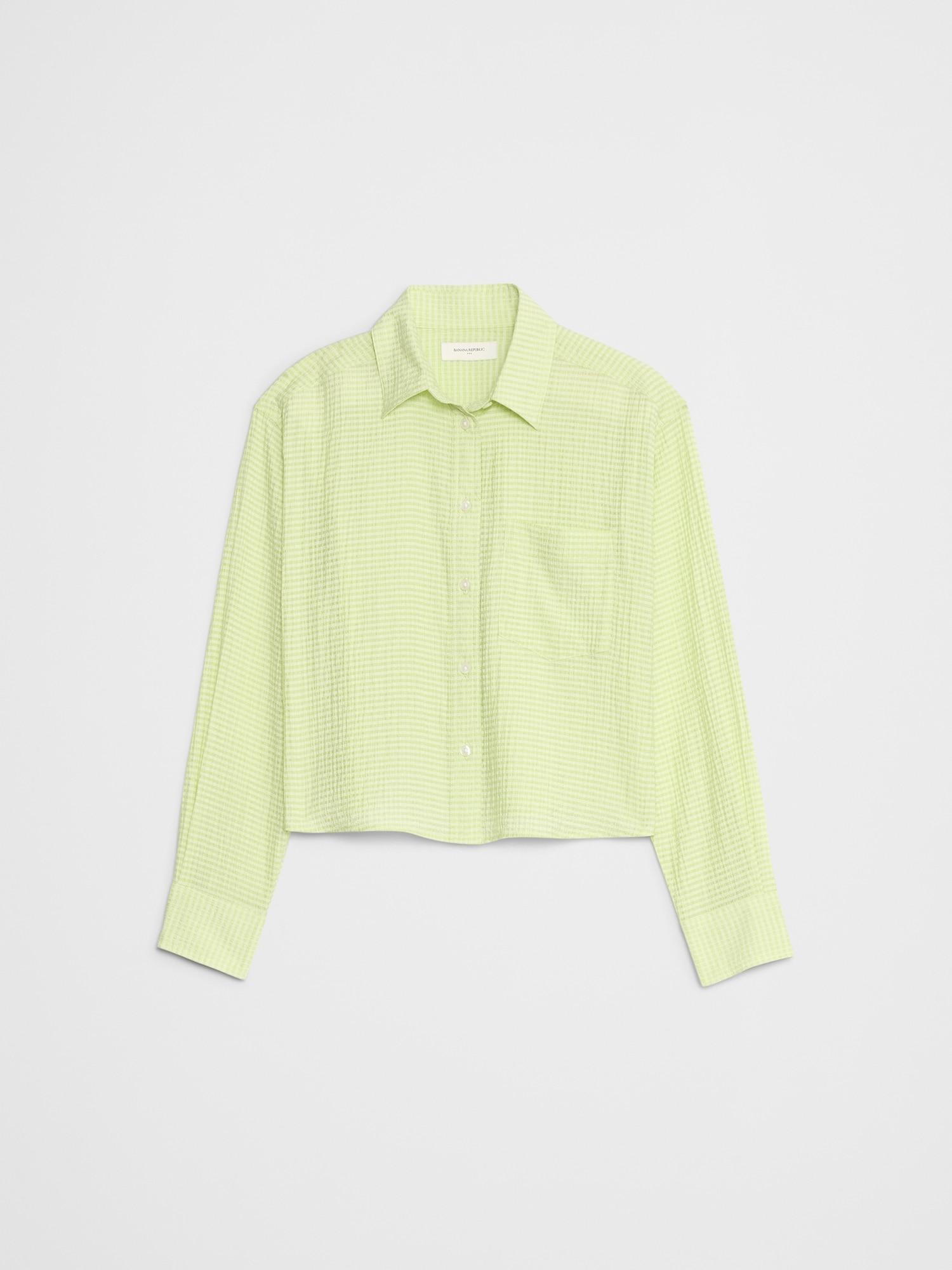 Puckered Cropped Shirt Product Image