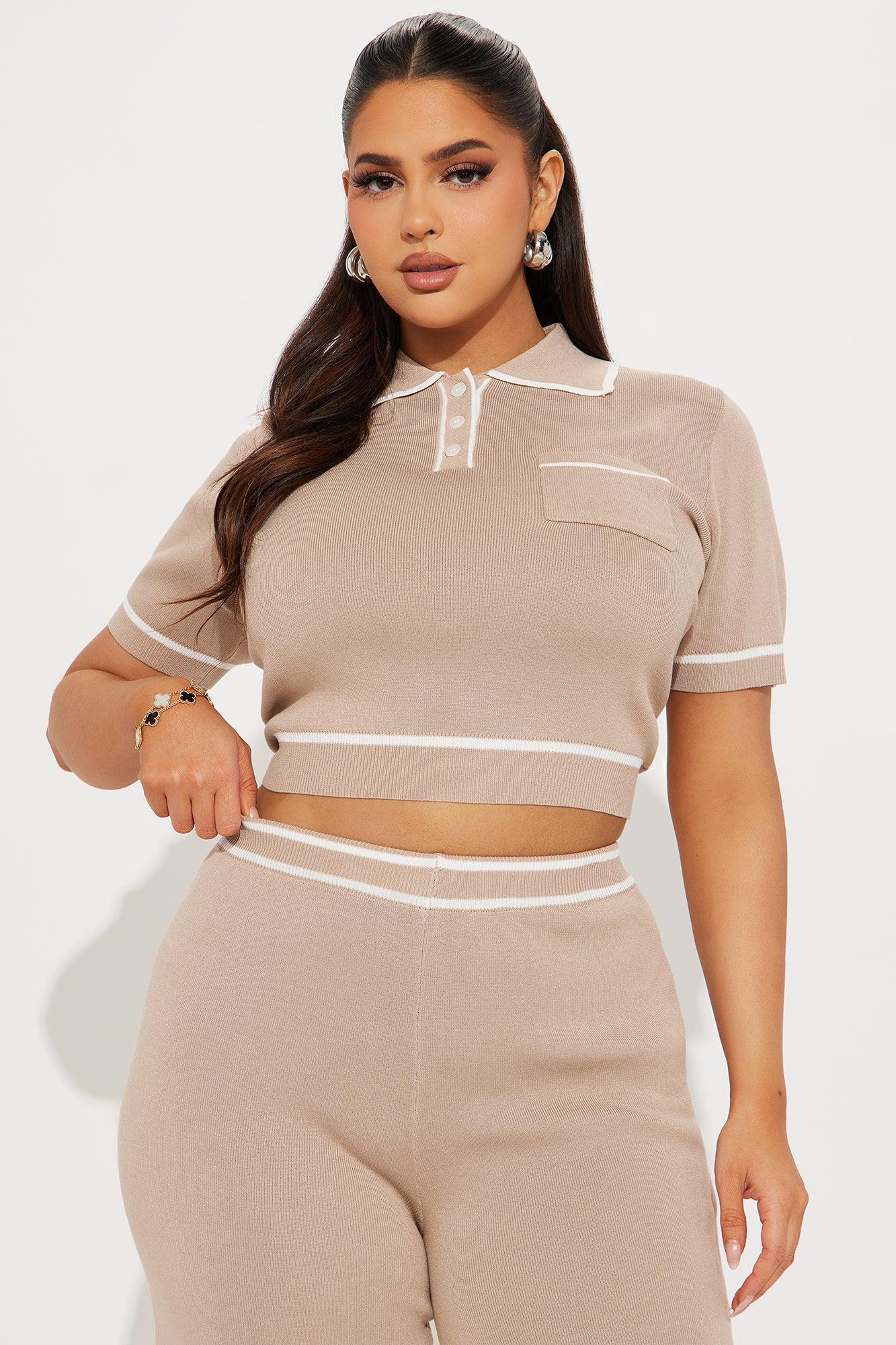 Smart And Preppy Sweater Pant Set - Taupe Product Image