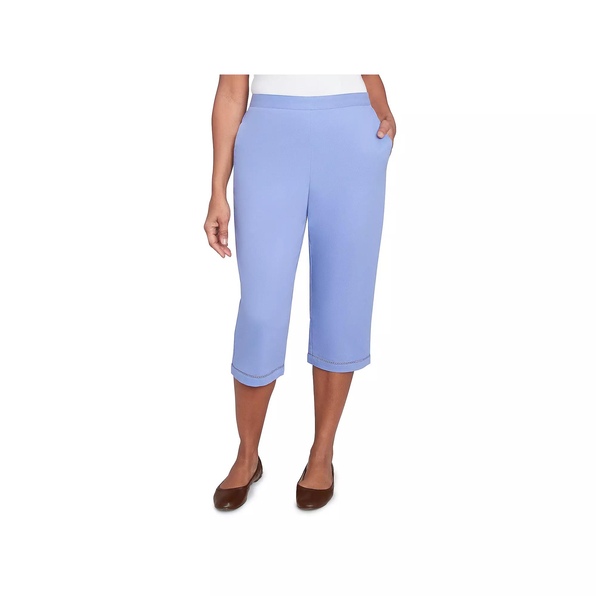 Women's Alfred Dunner Relaxed Crochet Hem Capri Pants,  Product Image
