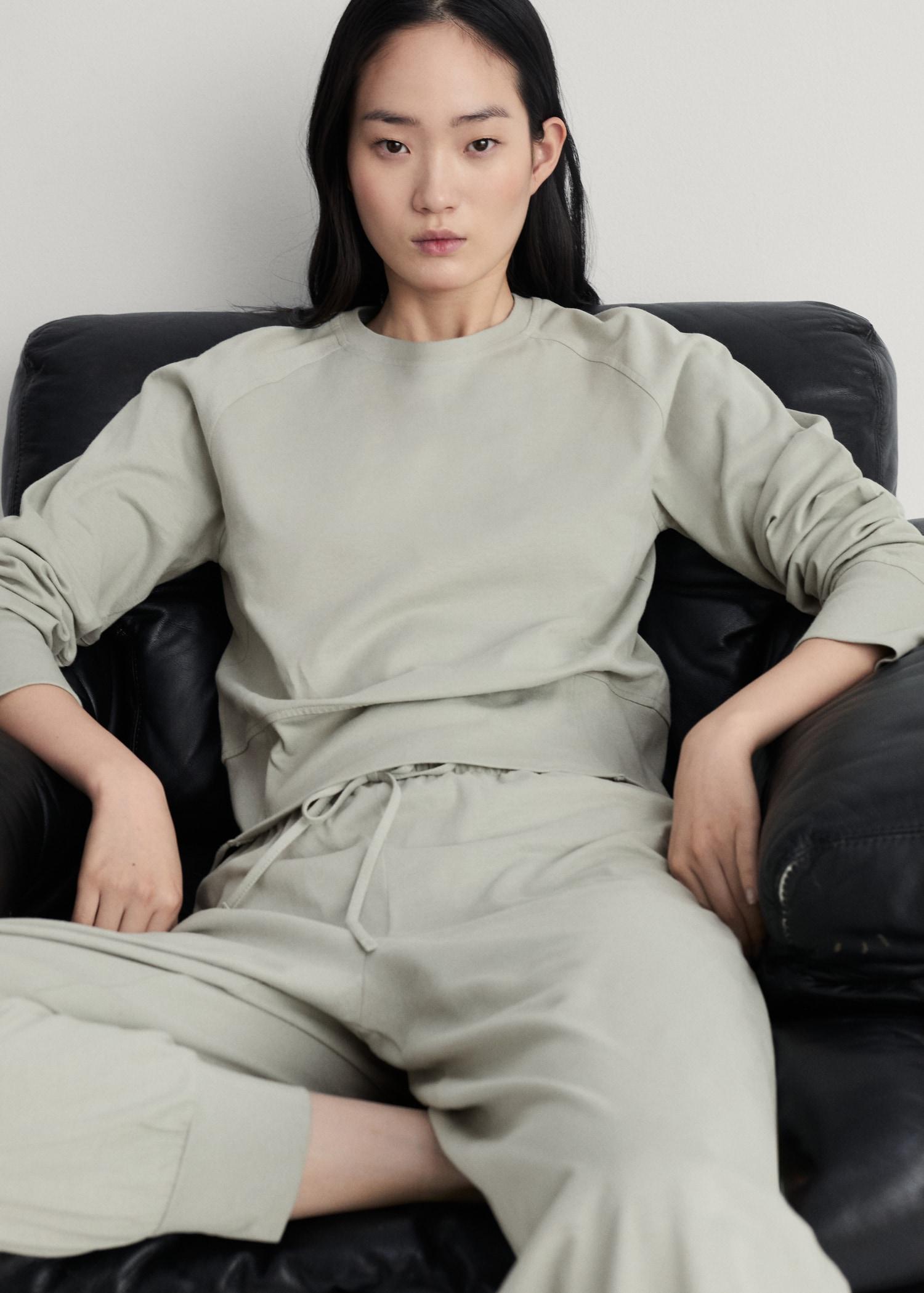 Cotton pants with soft finish - Women | MANGO USA Product Image