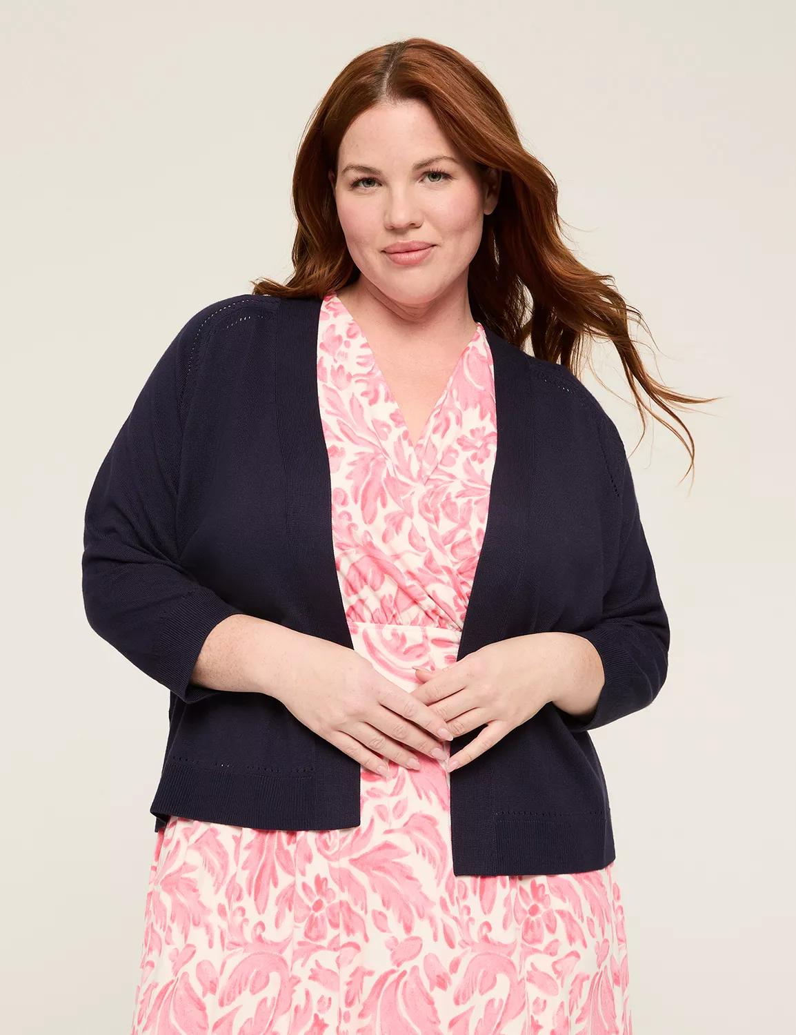 3/4-Sleeve Open-Front Shrug Product Image