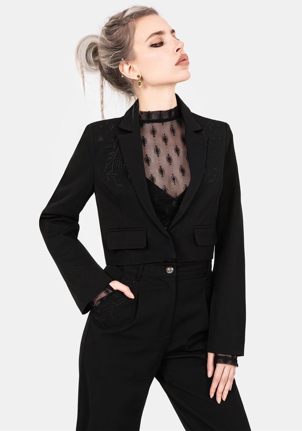 Mona Embroidered Crop Blazer Product Image