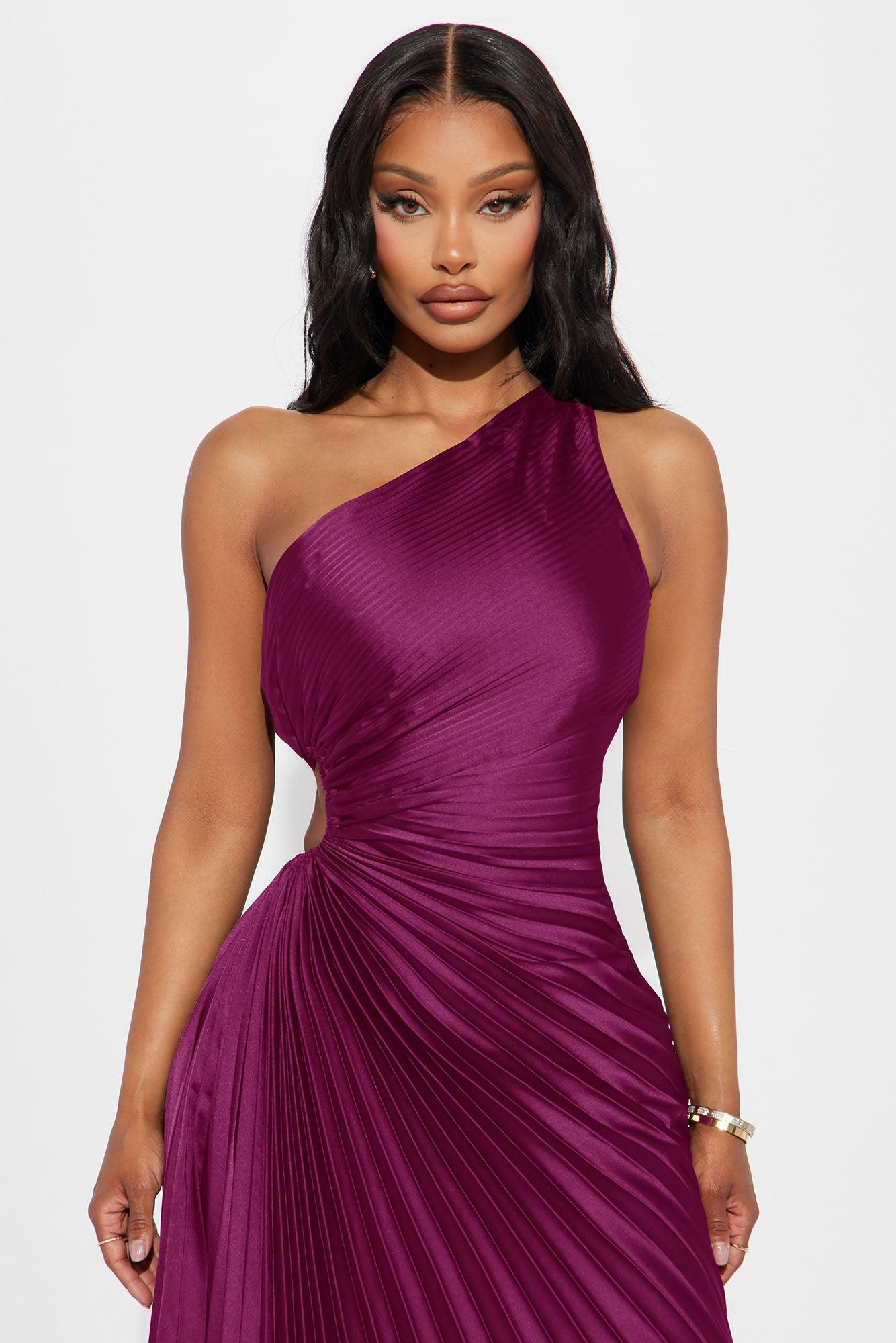 Belle Satin Maxi Dress - Magenta Female Product Image