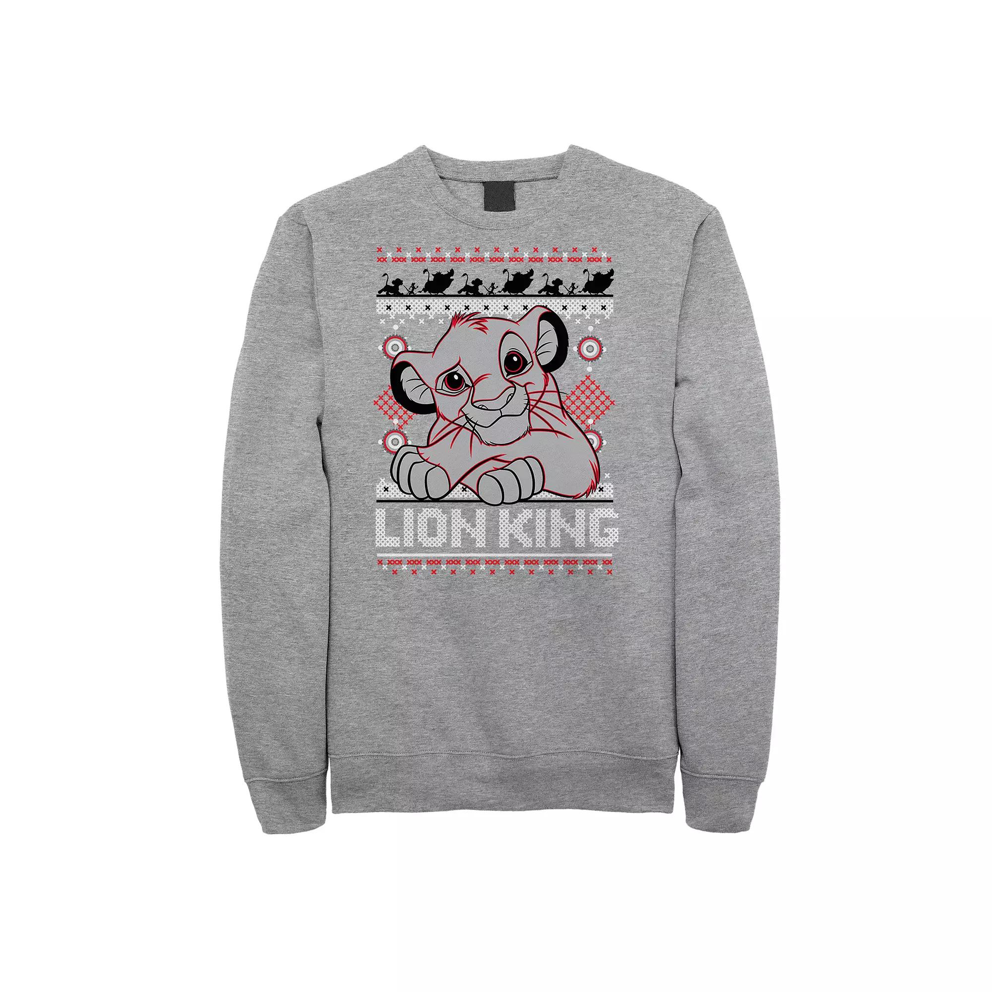 Men's Disney's Lion King Simba Holiday Heather Fleece Sweatshirt,  Product Image