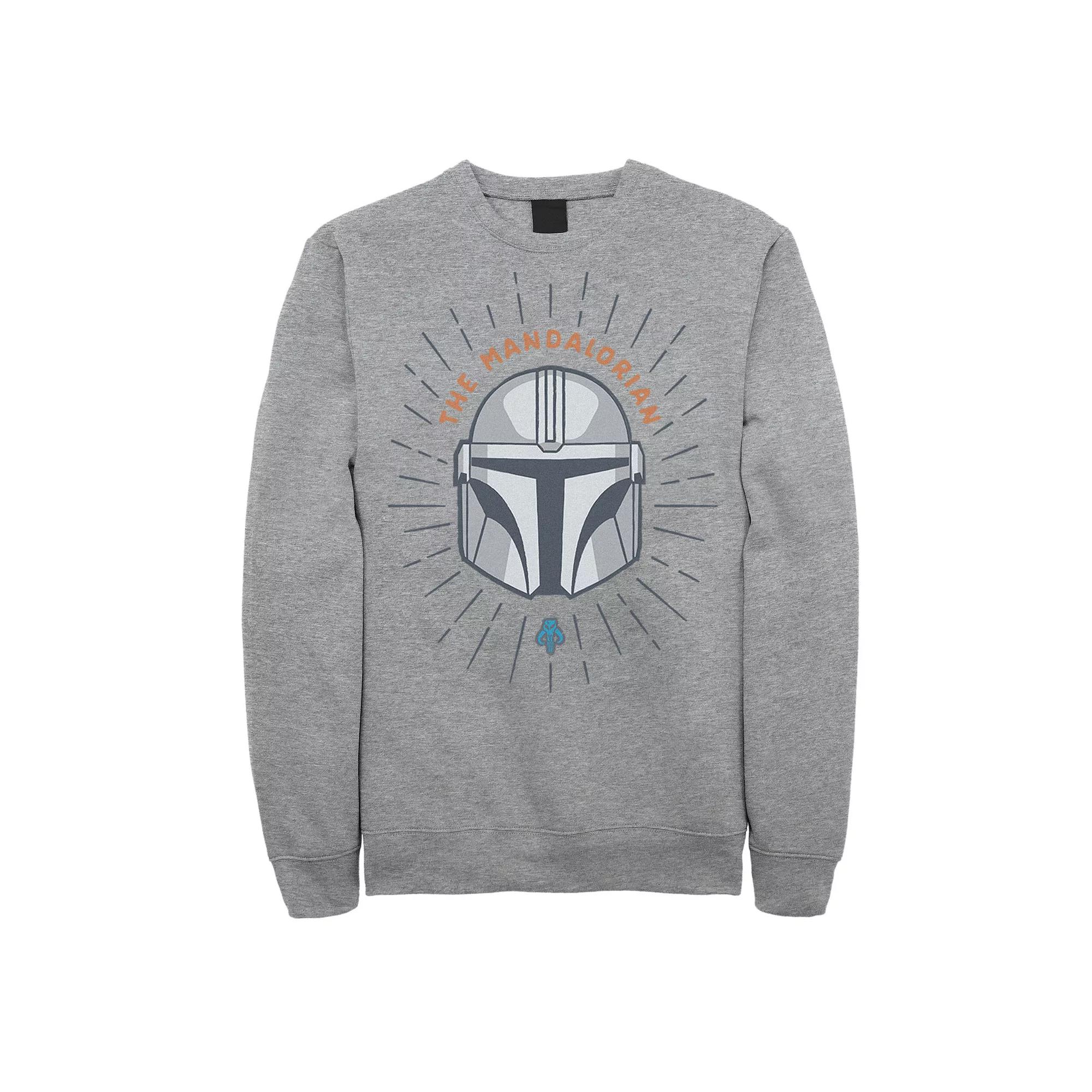 Men's Star Wars The Mandalorian Helmet Cartoon Sweatshirt,  Product Image