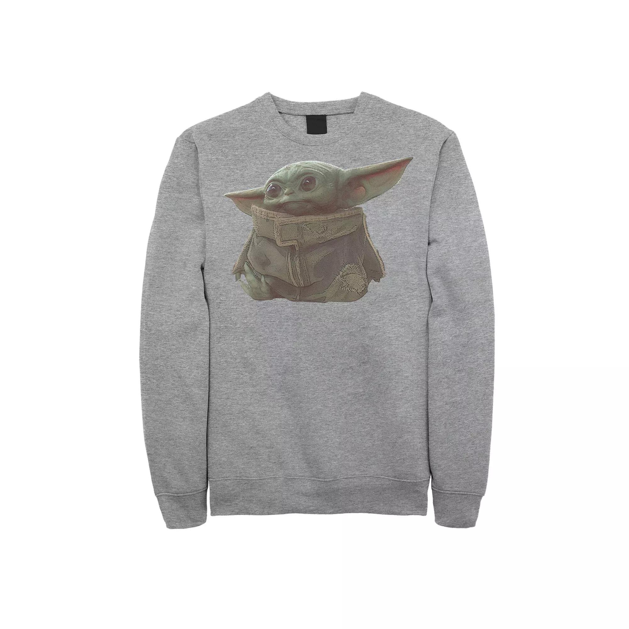 Men's Star Wars The Mandalorian The Child aka Baby Yoda Portrait Graphic Fleece Pullover, Size: Medium, Athlc Hthr Product Image