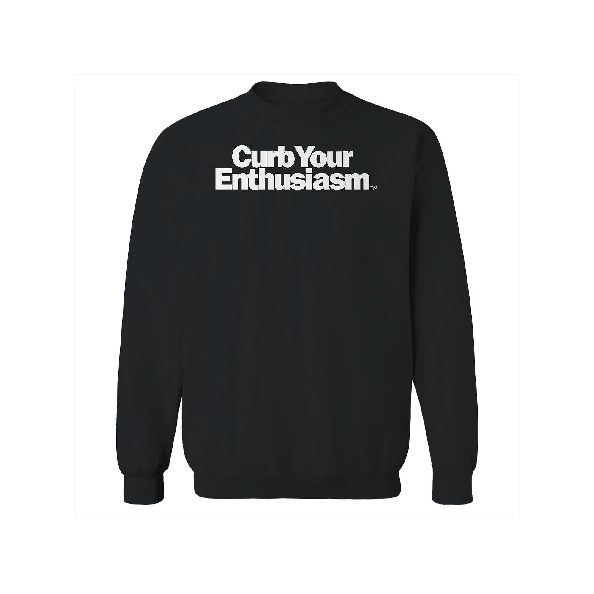 Men's Curb Your Enthusiasm Logo Curb Your Enthusiasm Graphic Fleece Crew Sweatshirt, Size: Medium, Black Product Image