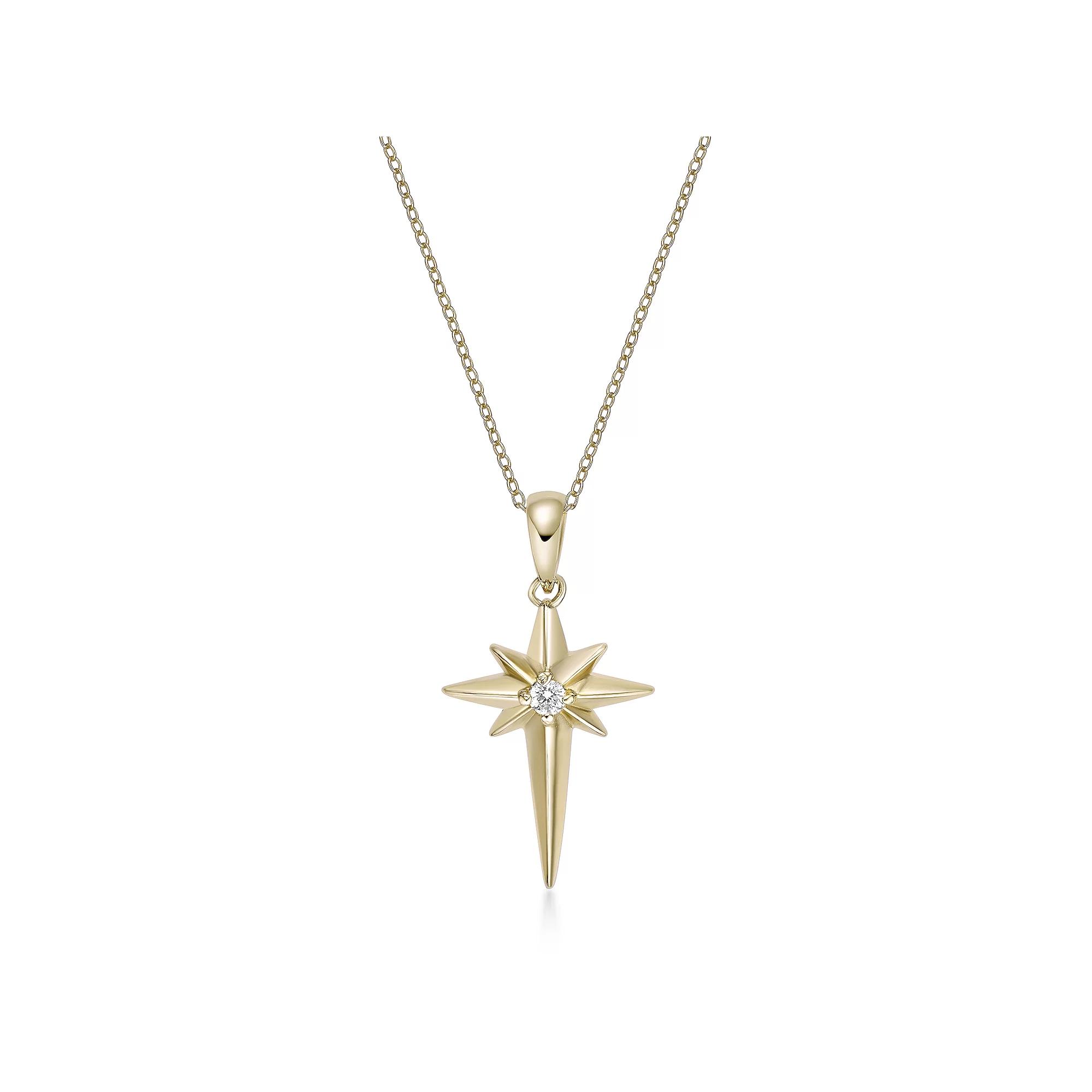Gemminded 18k Gold Over Silver Lab-Grown Diamond Accent Star Pendant Necklace, Women's, Size: 18", Gold Tone Product Image