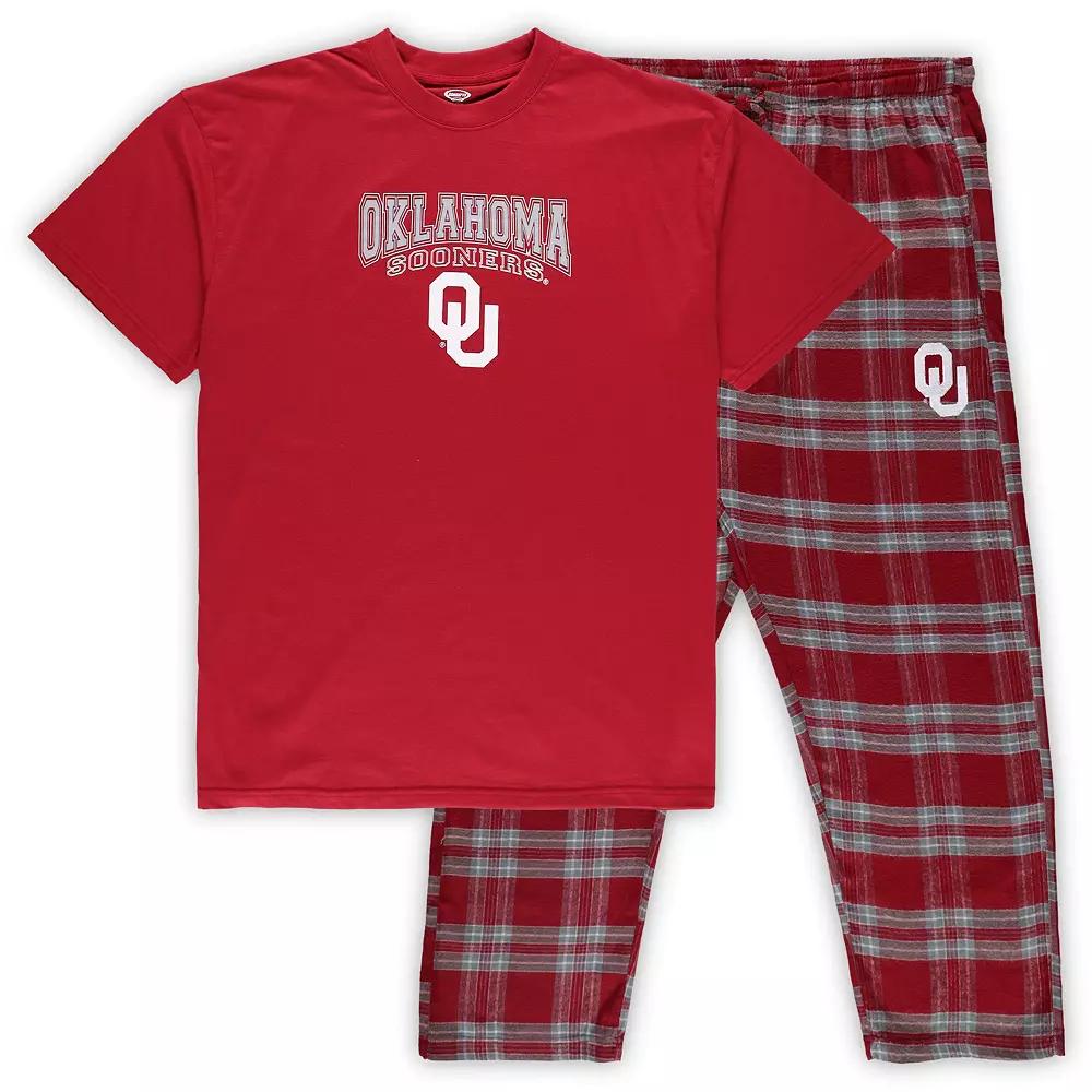 Men's Profile Crimson/Gray Oklahoma Sooners Big & Tall 2-Pack T-Shirt & Flannel Pants Set,  Product Image