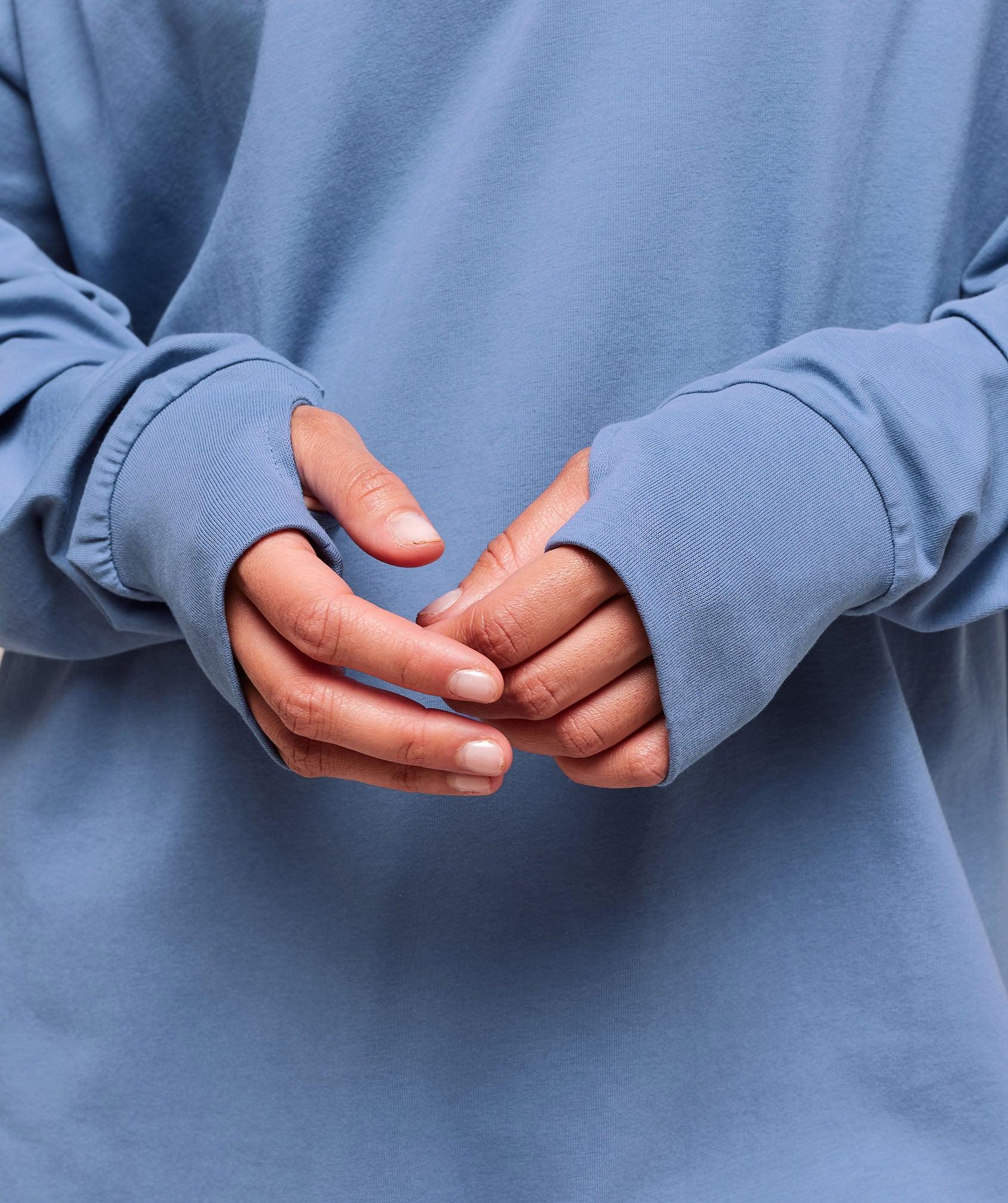 Gymshark Covered Longline Cotton Long Sleeve Top - Worn Blue Female Product Image