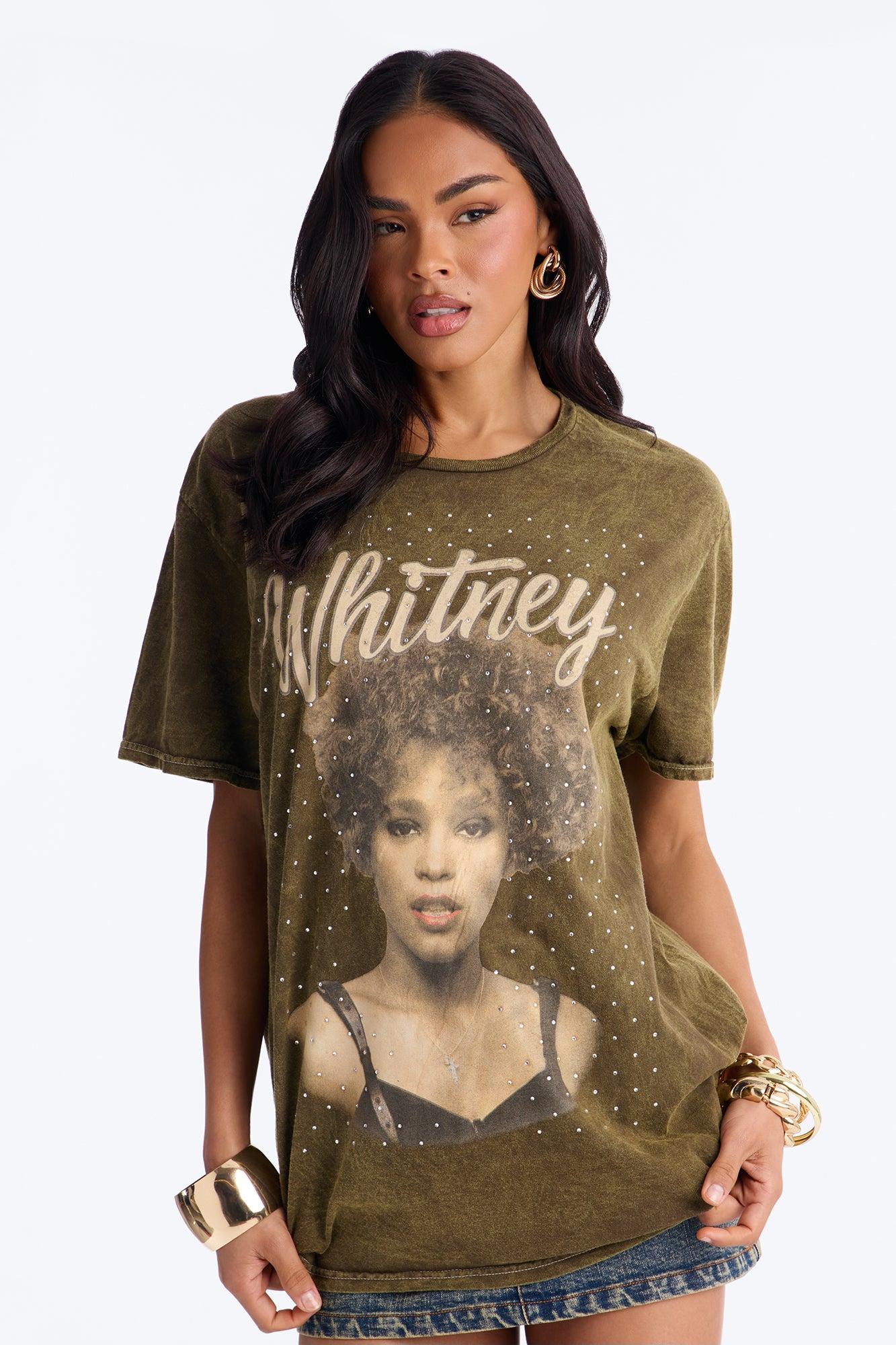 Whitney Washed Tee With Rhinestones - Brown Female Product Image