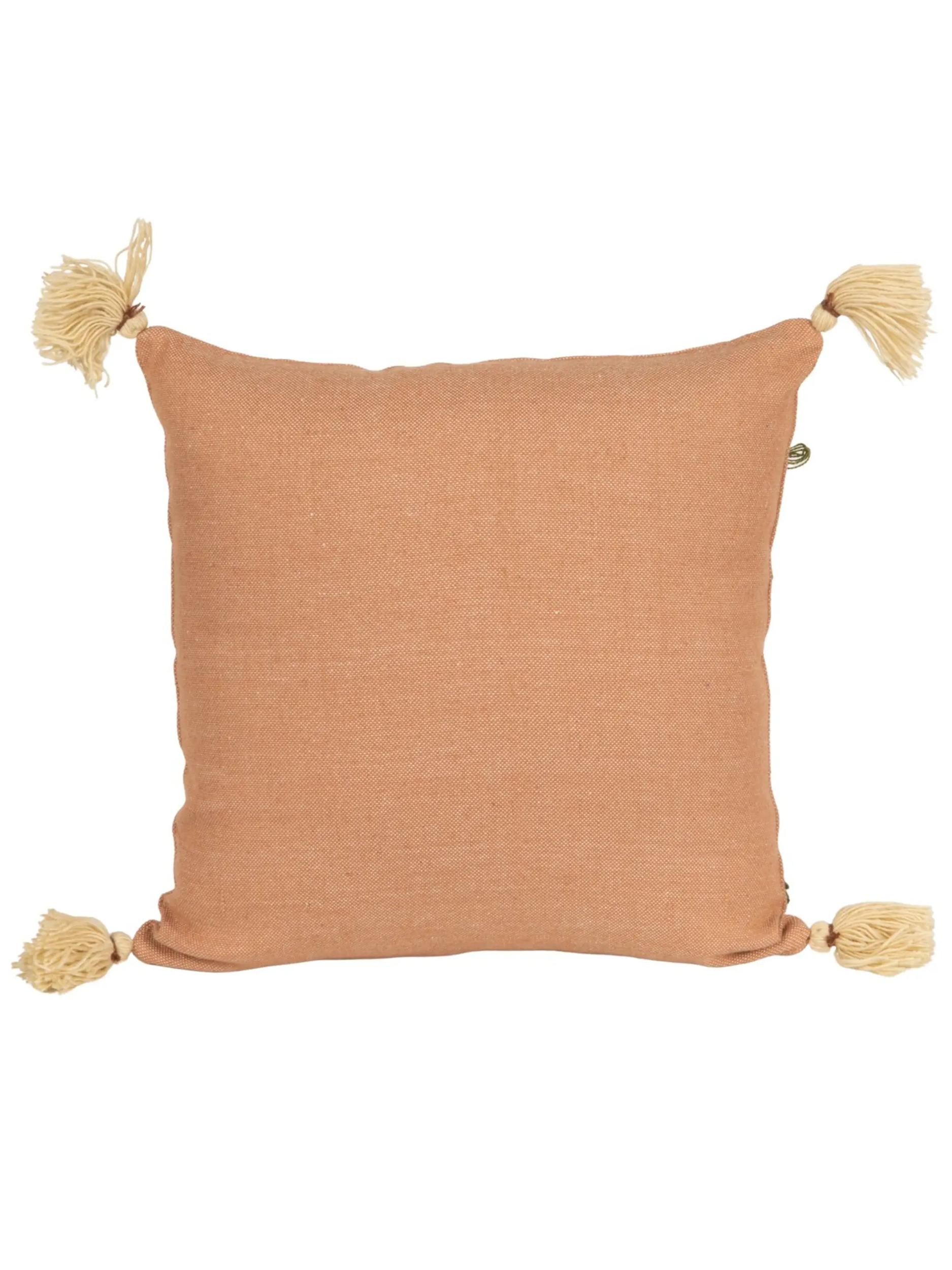 Cotton Patti Pillow - Embroidered Pink Flower Product Image