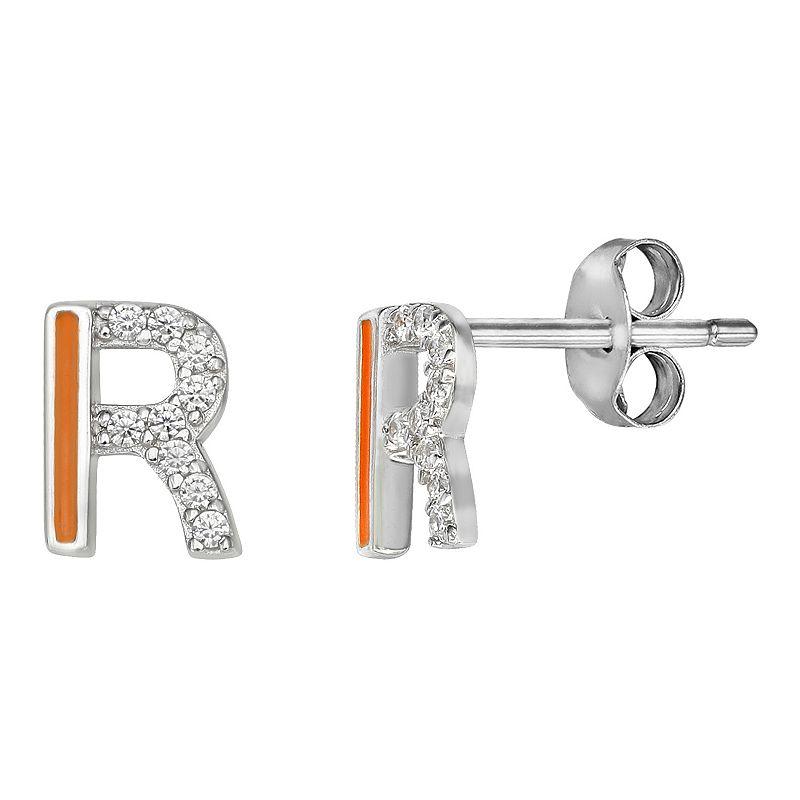 PRIMROSE Sterling Silver Cubic Zirconia Initial Stud Earrings, Women's, Green Q Product Image