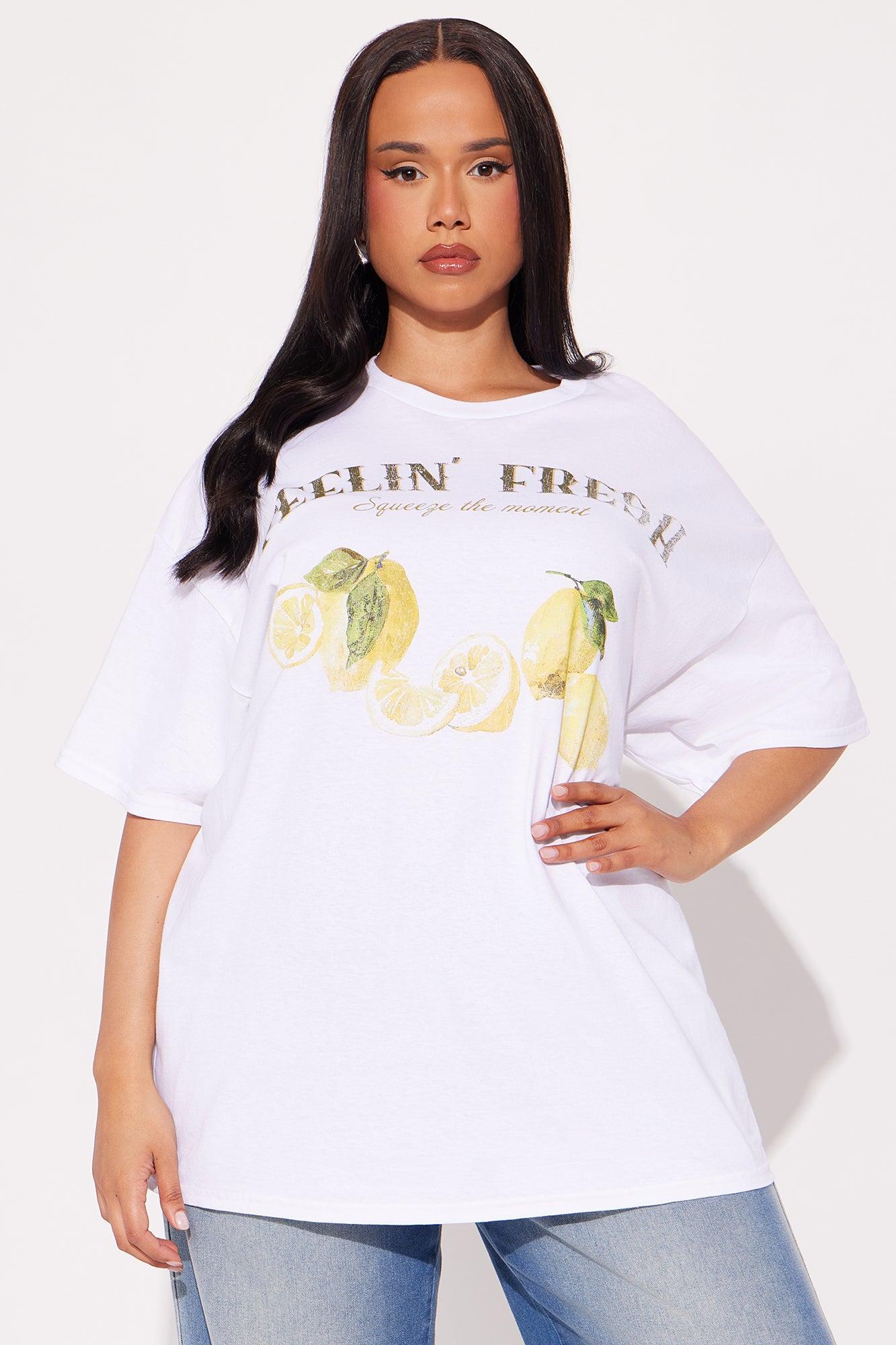 Feeling Fresh Lemonade Oversized Tee - White Product Image