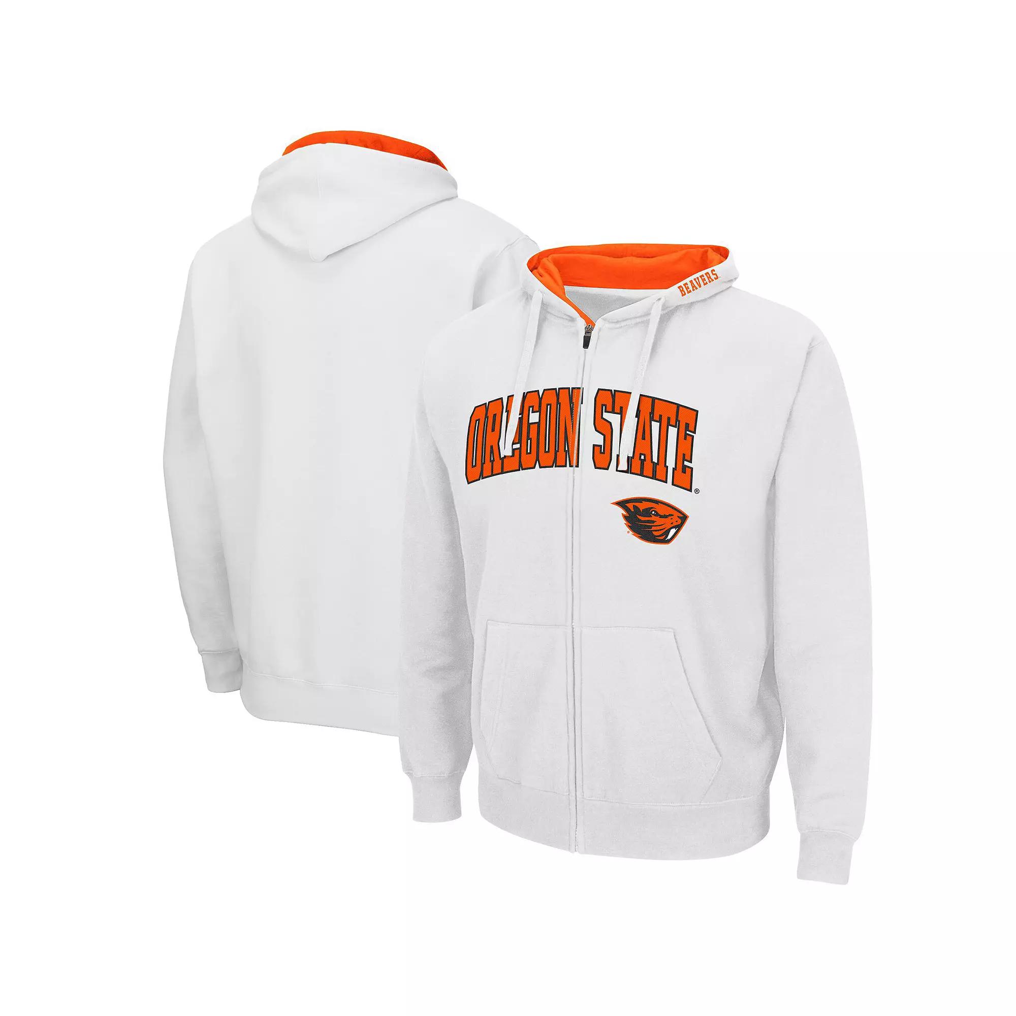 Men's Colosseum White Oregon State Beavers Arch & Logo 3.0 Full-Zip Hoodie, Size: 2XL Product Image