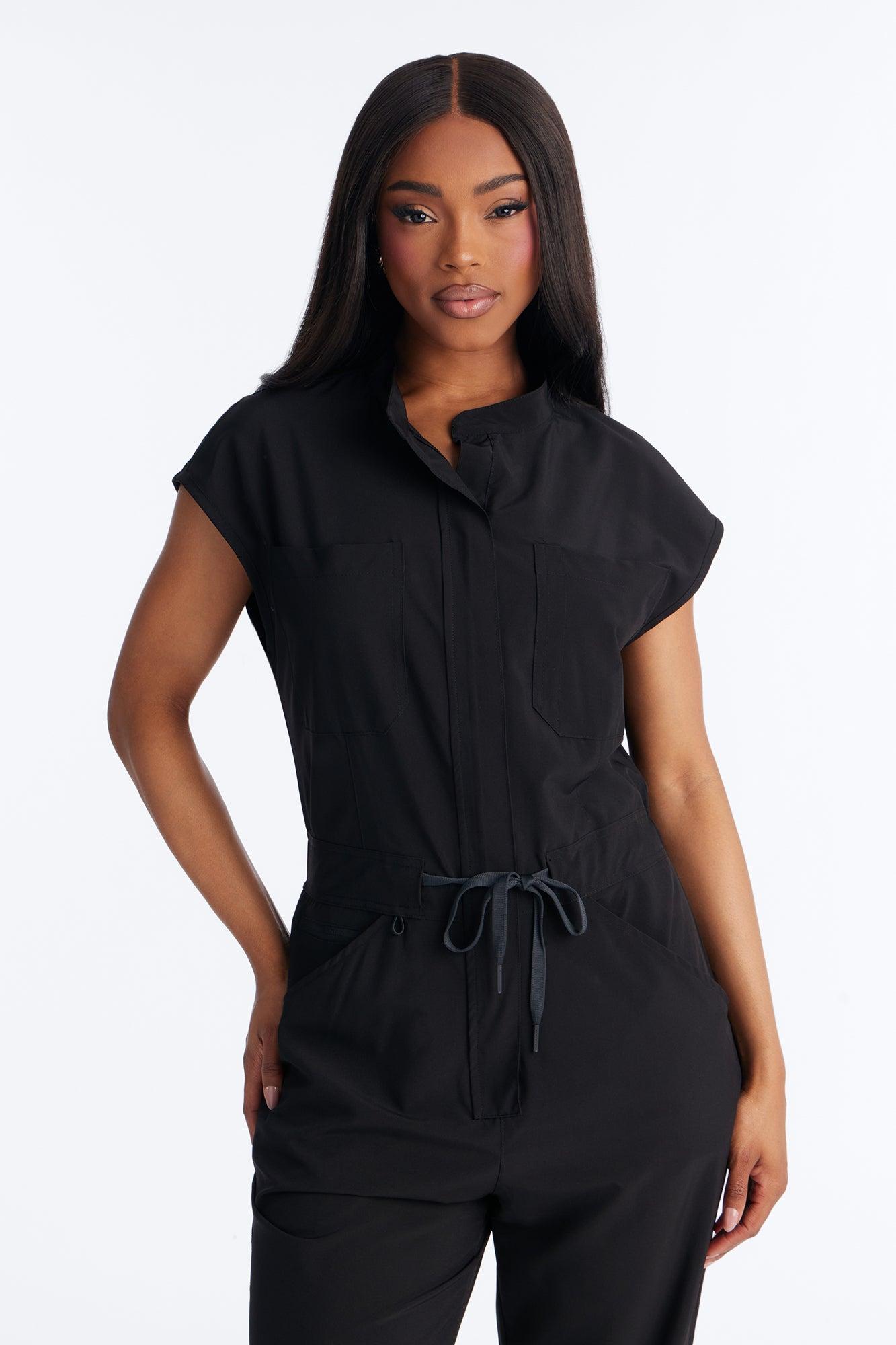 Ready Next Shift Stretch Scrub Jumpsuit - Black Female Product Image