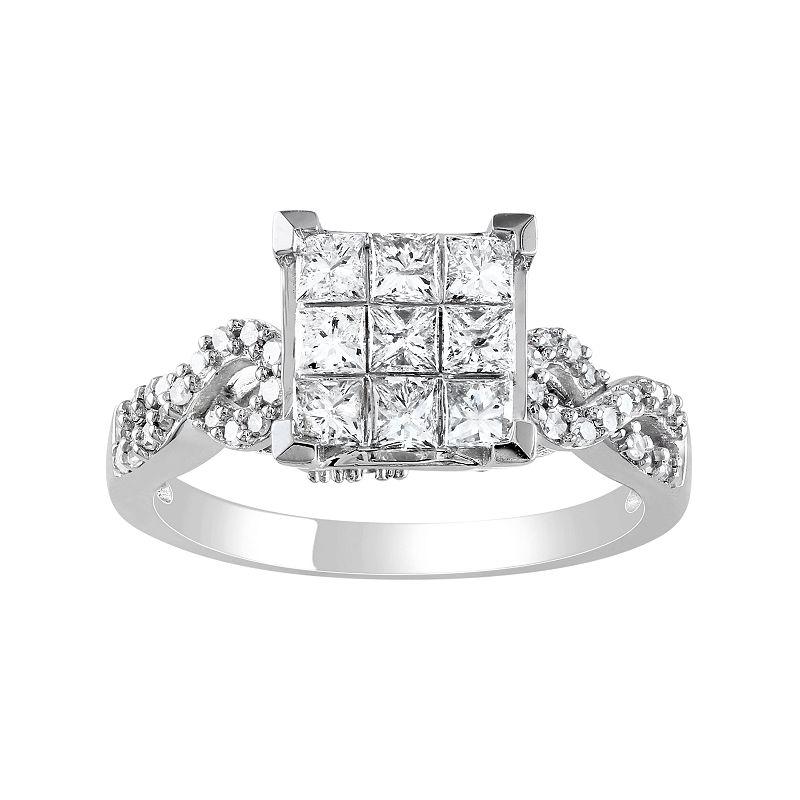 Stella Grace 10k White Gold 1 Carat T.W. Diamond Square Ring, Women's,  Product Image
