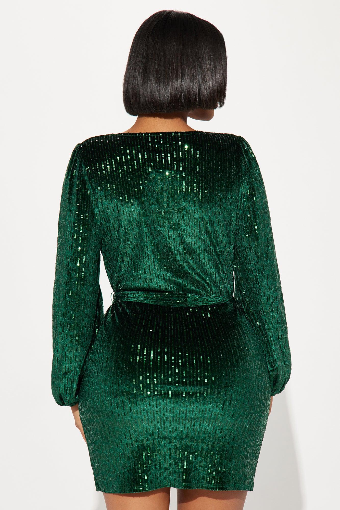 Ava Sequin Mini Dress - Hunter Product Image