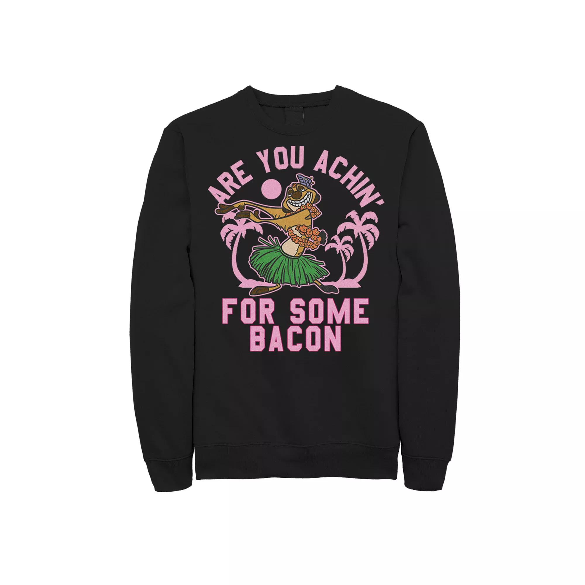 Disney's The Lion King Timon Achin' for Bacon Men's Sweatshirt, Size: Small, Black Product Image