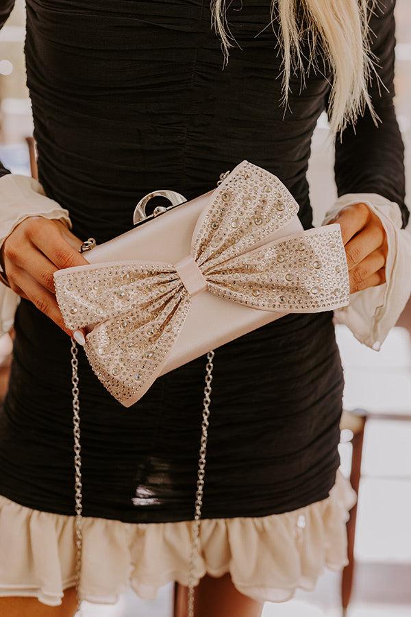 Simply Grand Rhinestone Embellished Clutch in Champagne Product Image