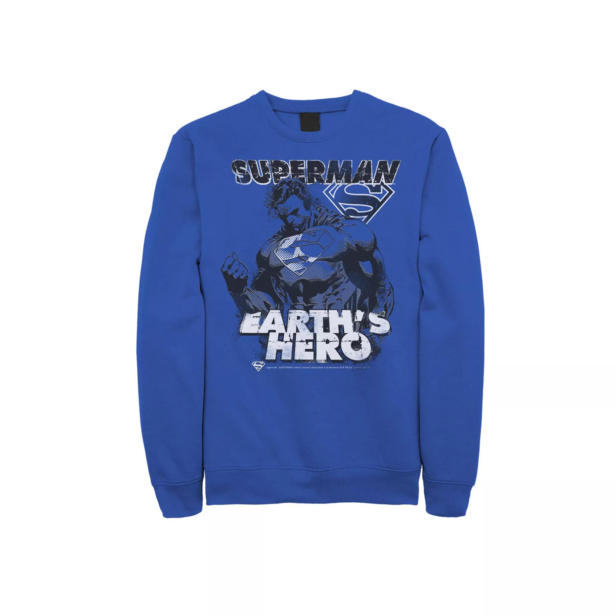 Men's DC Comics Superman Earth's Hero Sketched Poster Sweatshirt,  Product Image