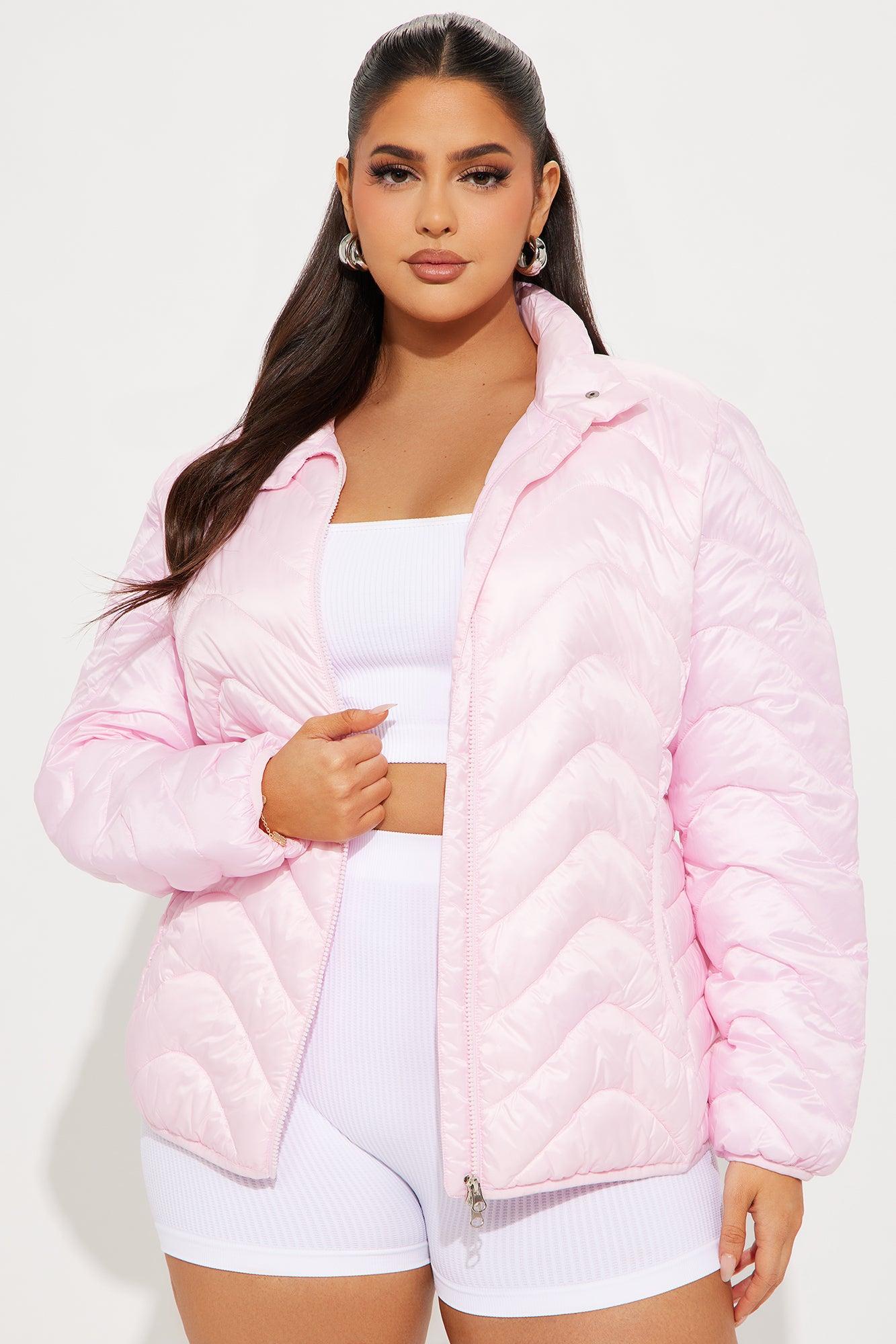 Sky High Quilted Lightweight Puffer Coat - Pink Product Image