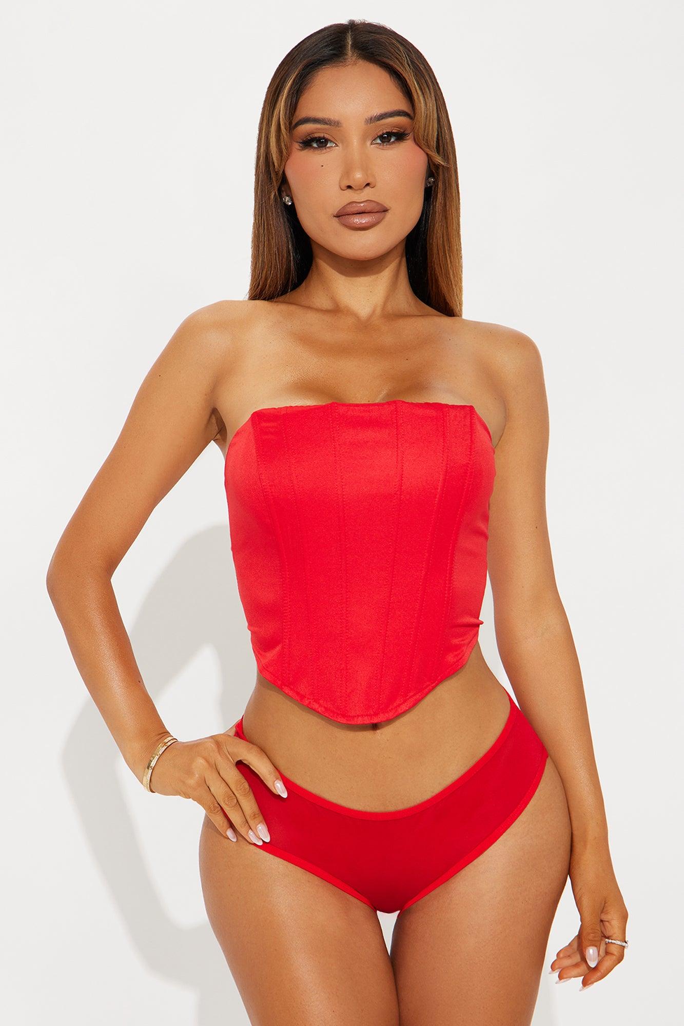 Samantha Pearl Lace Crotchless Hipster Panty - Red Female Product Image