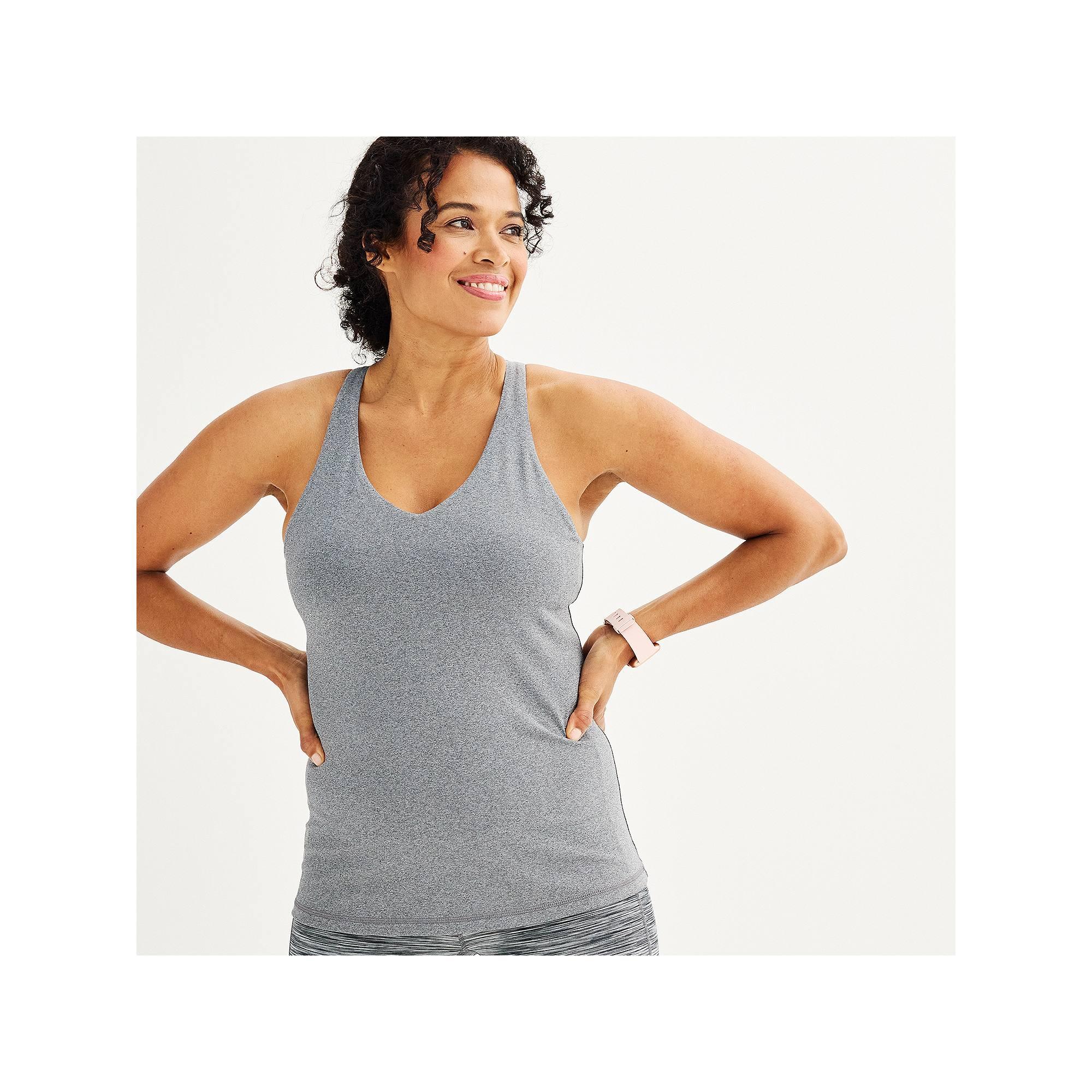 Women's Tek Gear® Ultrastretch Built-In Bra Racerback Tank Top, Size: XXL, Grey Product Image