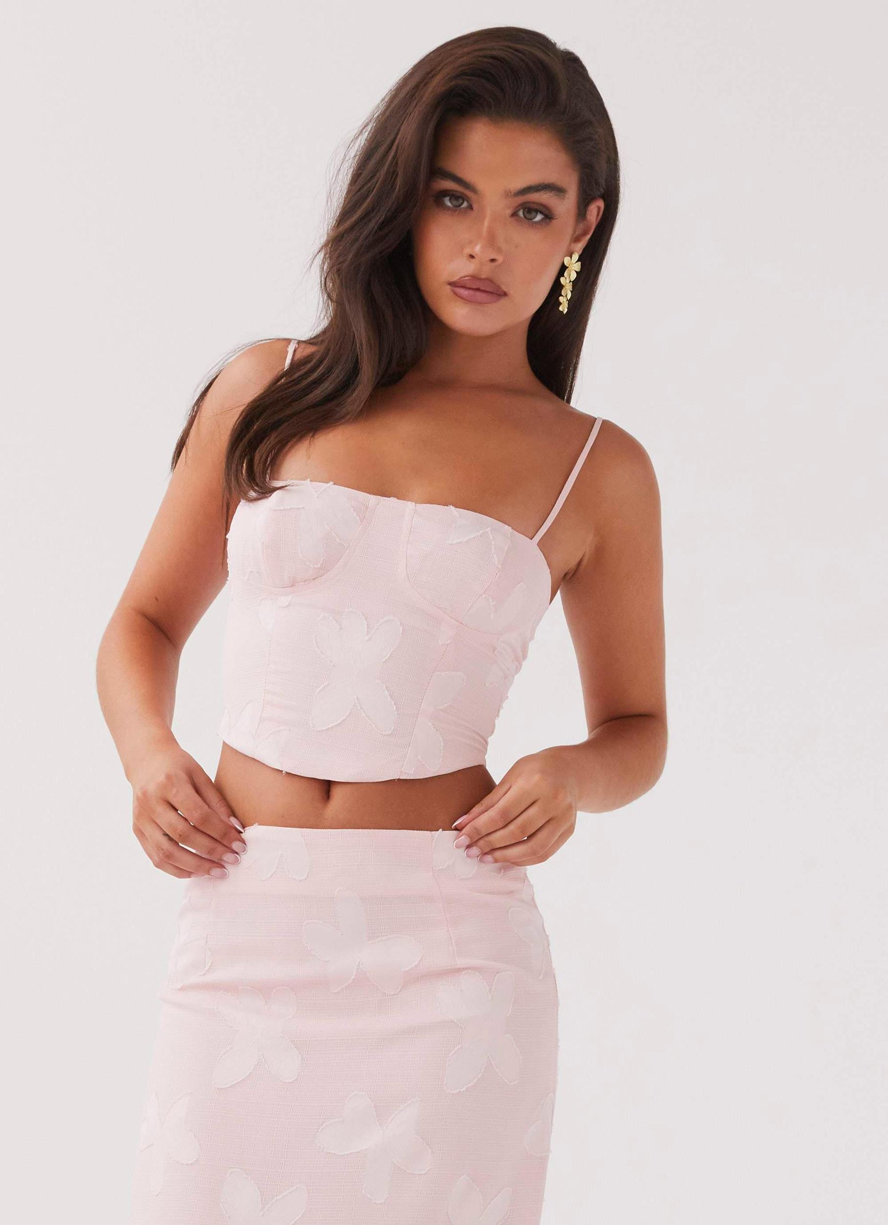 Best Love Lace Up Top - Pink Petal Product Image