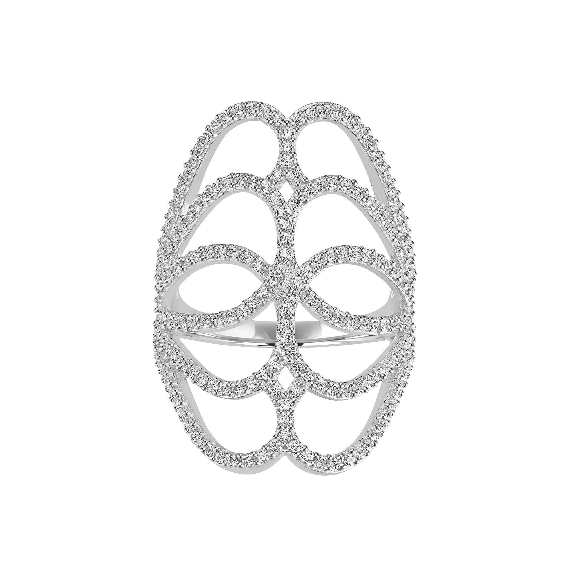 Judy Crowell Sterling Silver Multi Row CZ Wave Ring, Women's, Size: 9 Product Image