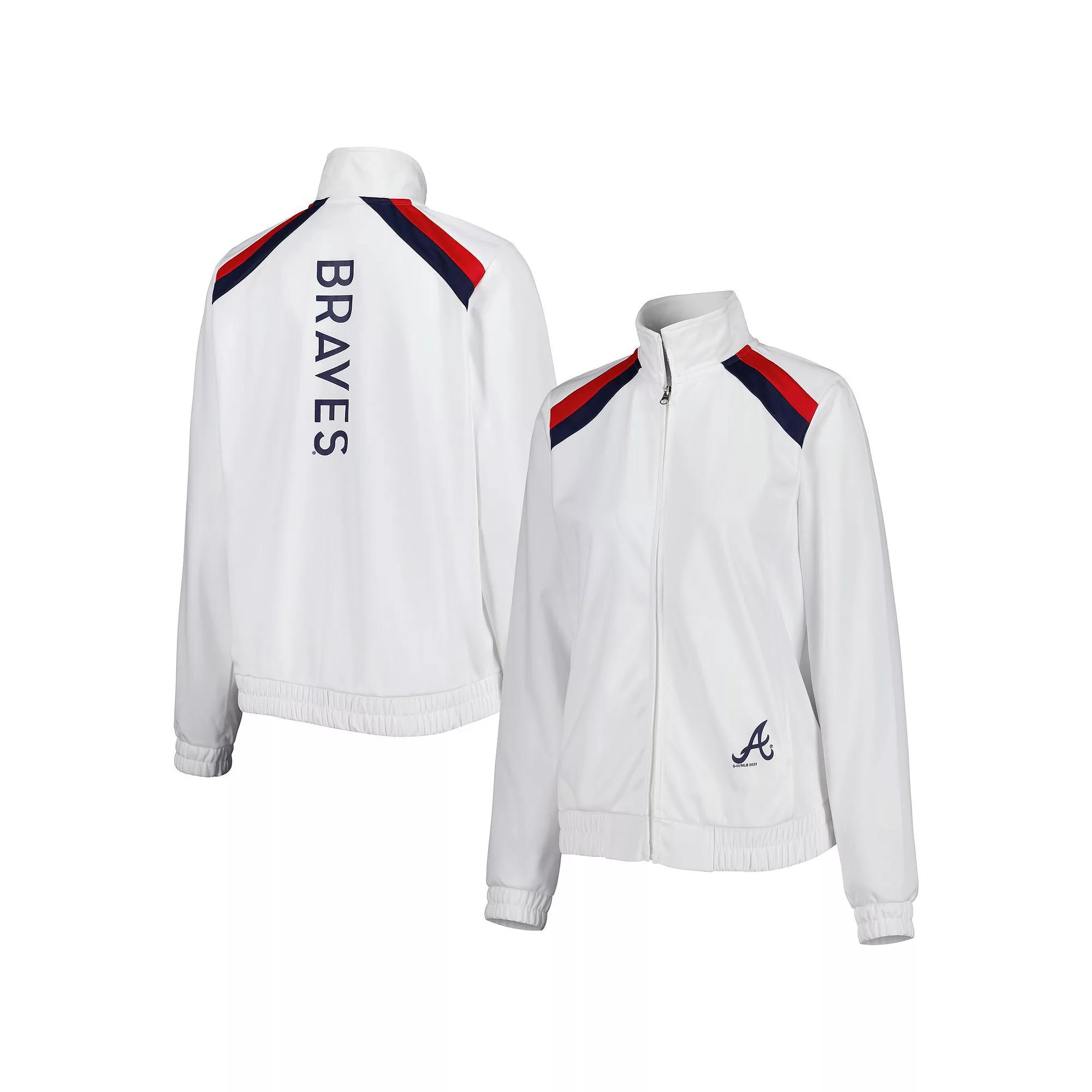 Women's G-III 4Her by Carl Banks White Atlanta Braves Red Flag Full-Zip Track Jacket,  Product Image