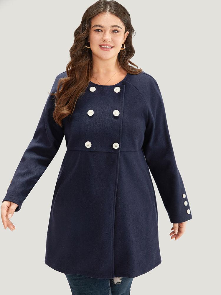Solid Button Detail pocket Coat Female Product Image