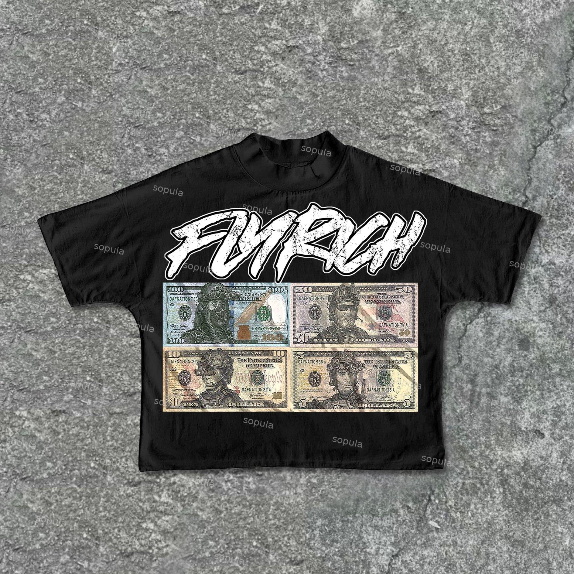 Sopula Fly Rich Chasing Money Graphic Print Cropped T-Shirts Product Image