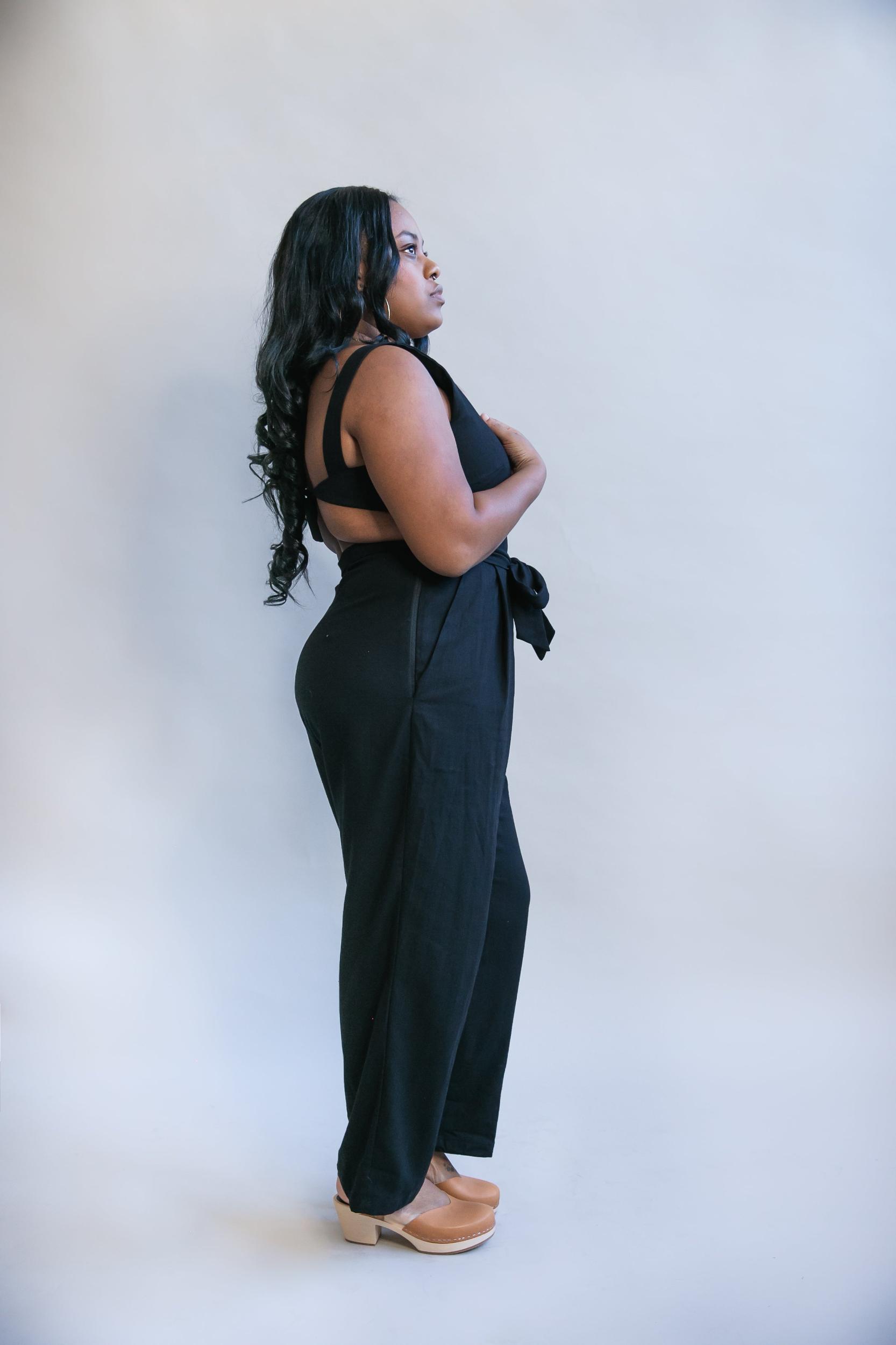 Liberty Jumpsuit in Black Linen Product Image