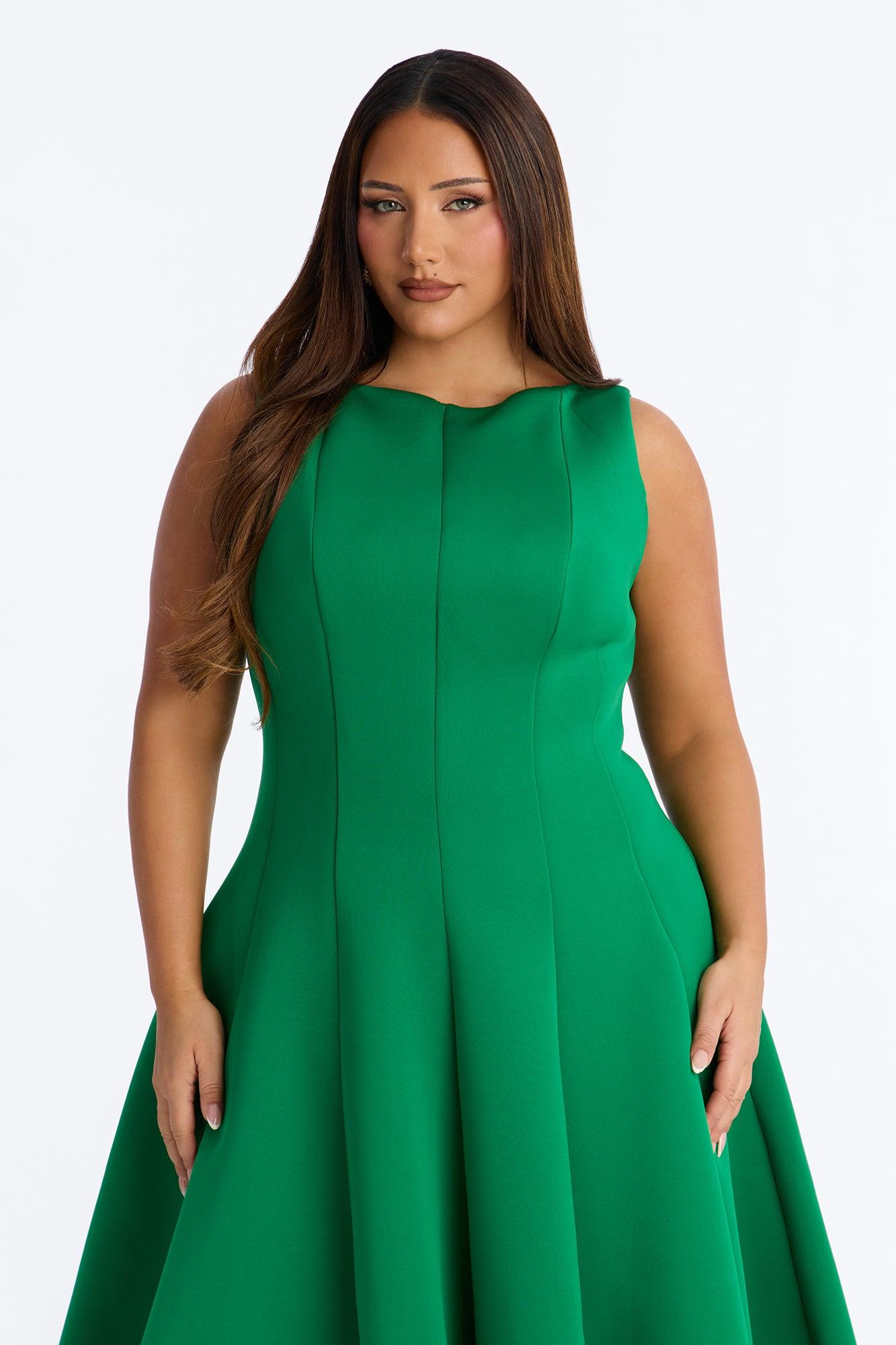Sweet Sunday Pleated Midi Dress - Kelly Green Female Product Image