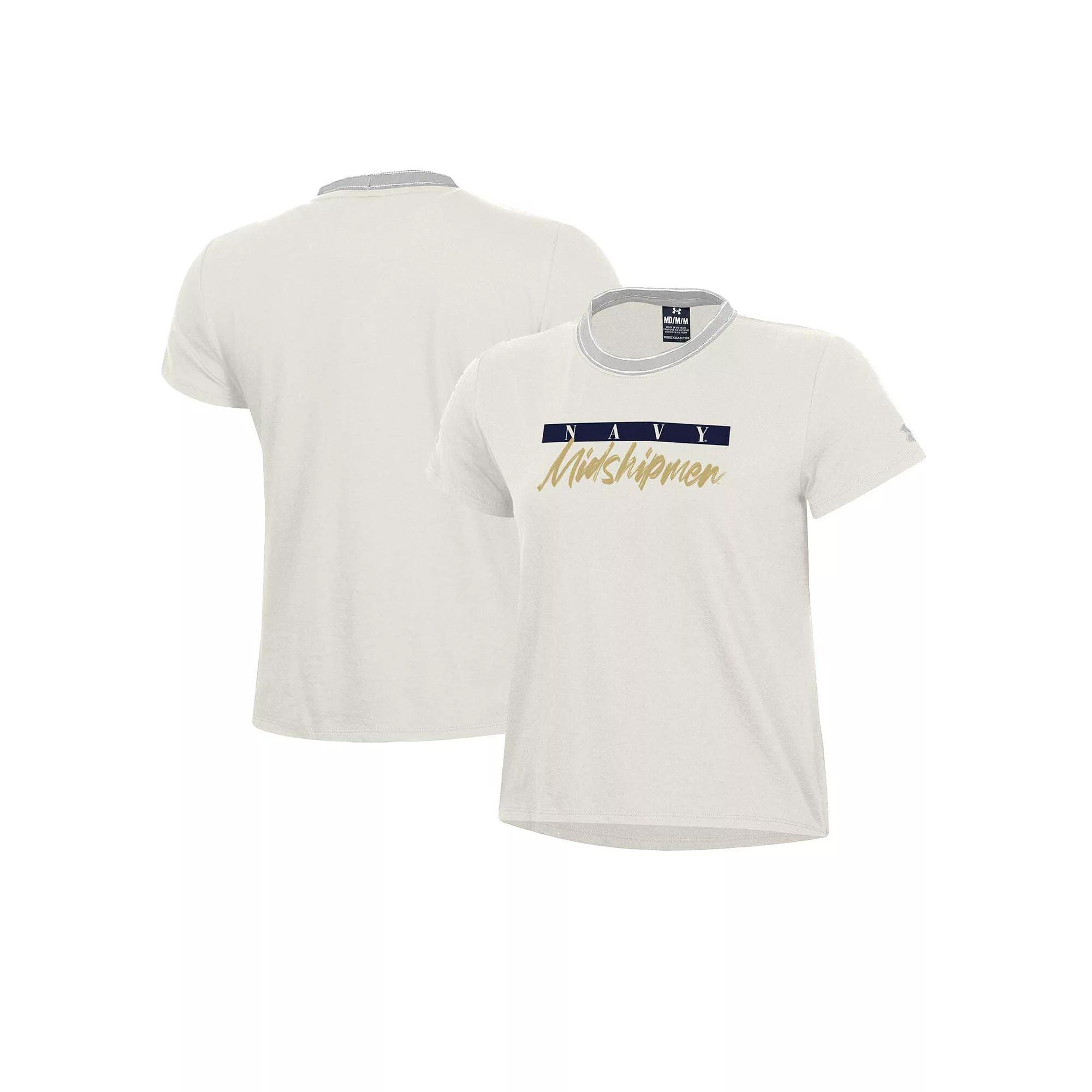 Women's Under Armour Cream Navy Midshipmen Iconic T-Shirt,  Product Image