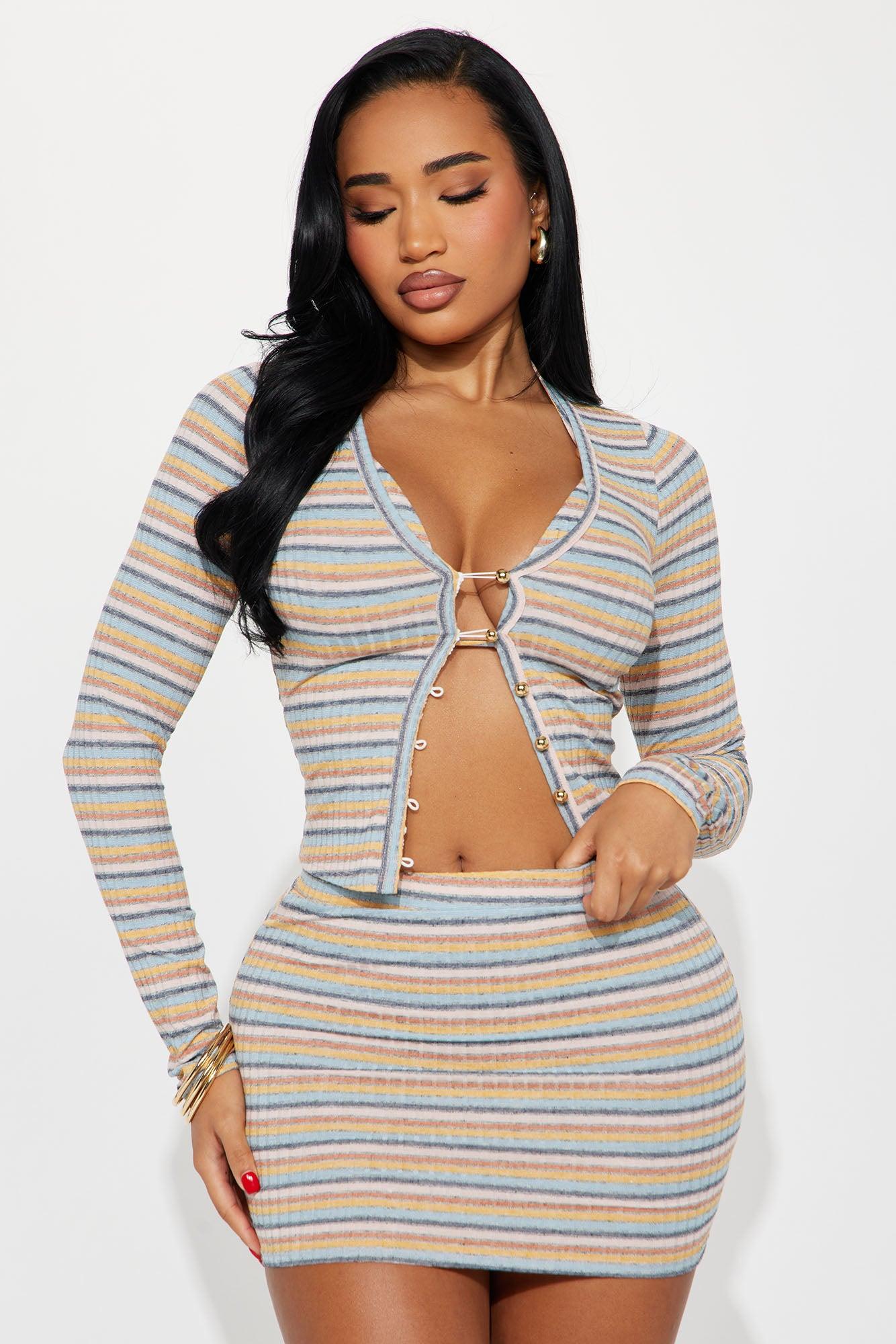 Your Coastal Crush Ribbed 3 Piece Skirt Set - Multi Color Female Product Image