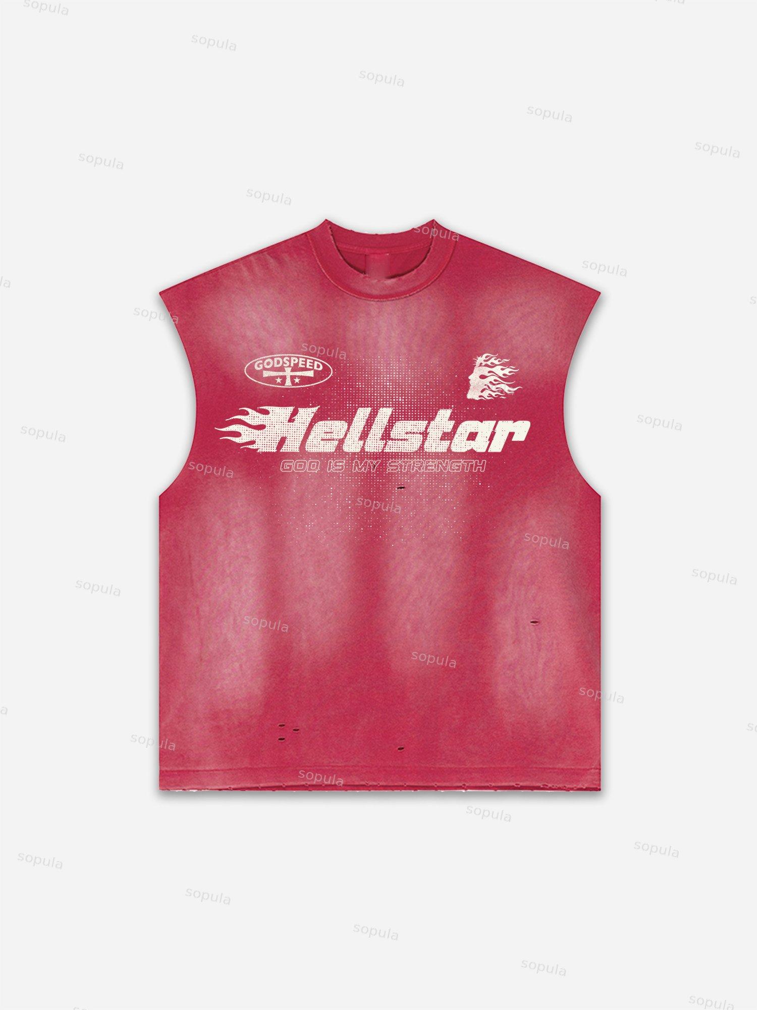 Flame Jesus Silhouette Network Vintage Graphic Men's Washed Tank Top Sleeveless Shirts Product Image