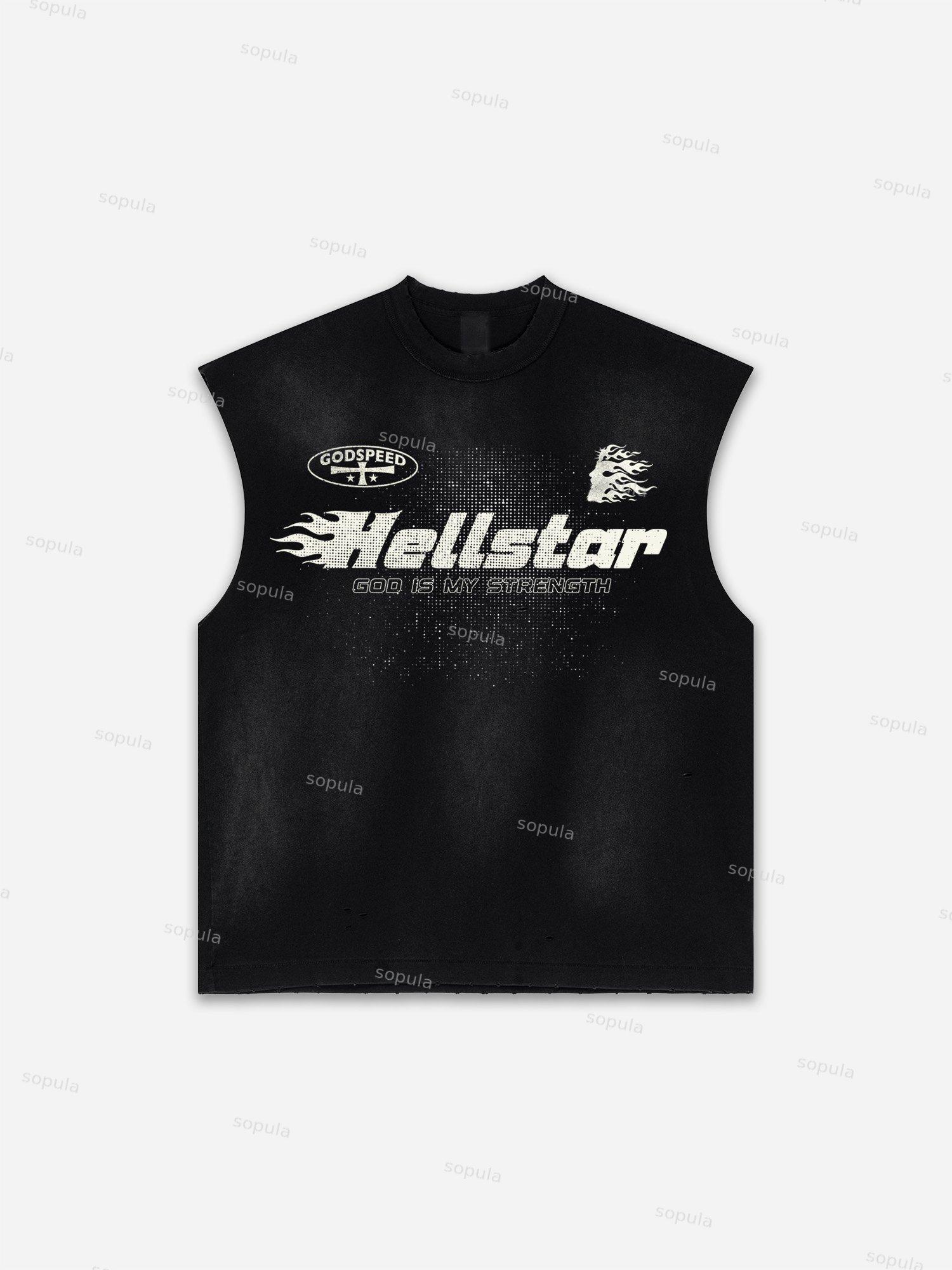 Flame Jesus Silhouette Network Vintage Graphic Men's Washed Tank Top Sleeveless Shirts Product Image