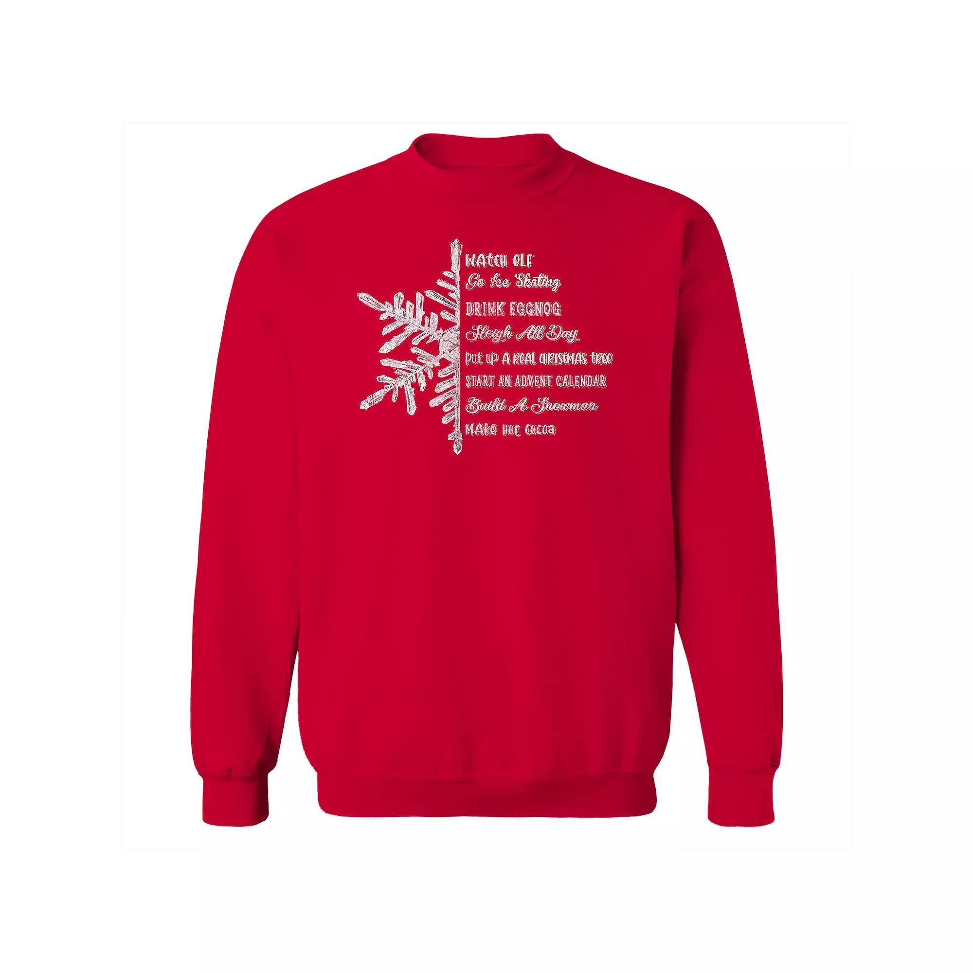 Men's Snowflake List Fleece Sweatshirt, Adult Unisex,  Product Image