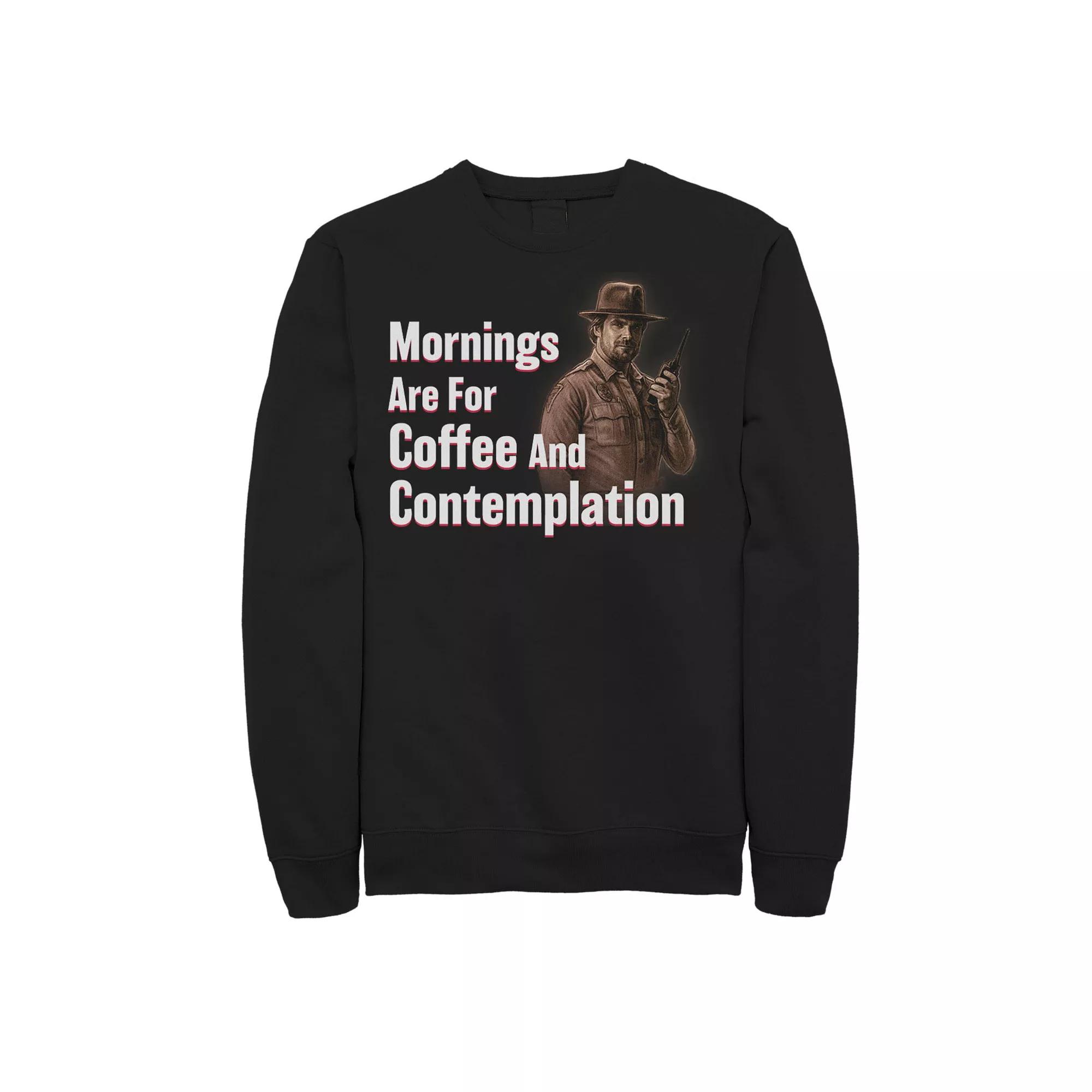 Men's Stranger Things Hopper Coffee & Contemplation Sweatshirt,  Product Image
