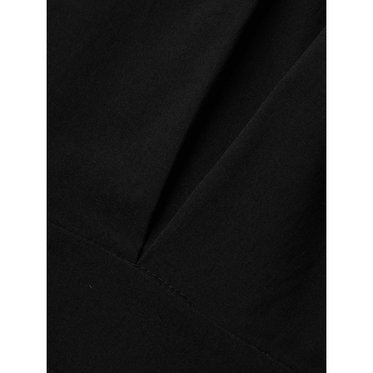 Plus Size Stretch Woven Cowl Neckline Midi Dress Black Women Workwear Essentials Pleated Boat Neck Cap Sleeve Curvy BloomChic 10/M Product Image